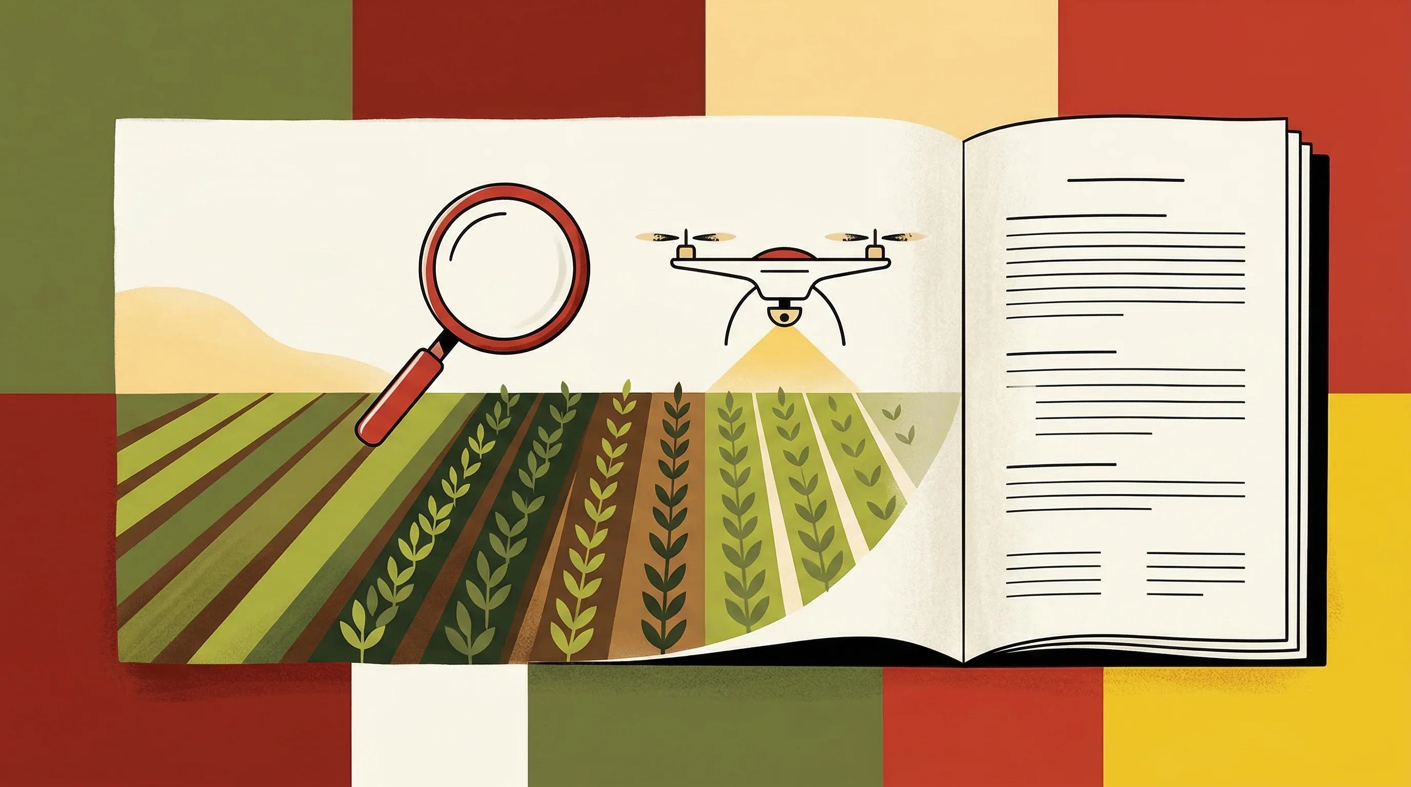 Digital illustration for article section "What Comes Next" in "Satellite Verification Gets USDA Green Light as Verdex Scales to 100M Acres" - A warm minimalist illustration depicting the future of agricultural insurance verification, featurin...