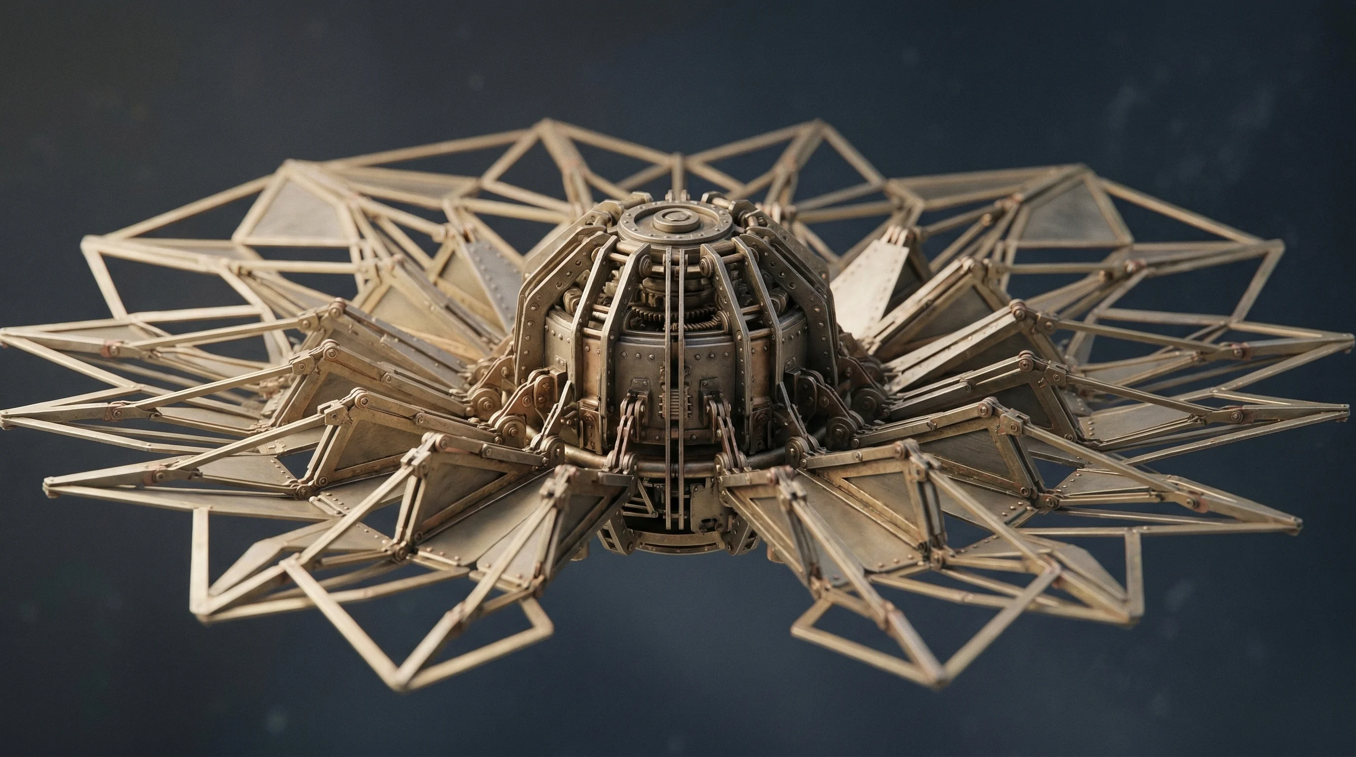 Digital illustration for article section "What They Have Going for Them" in "Beyond Reach Labs' Solar Arrays Expand 100x in Orbit to Power Space" - A clean, minimal composition featuring a conceptual representation of advanced orbital infrastructur...
