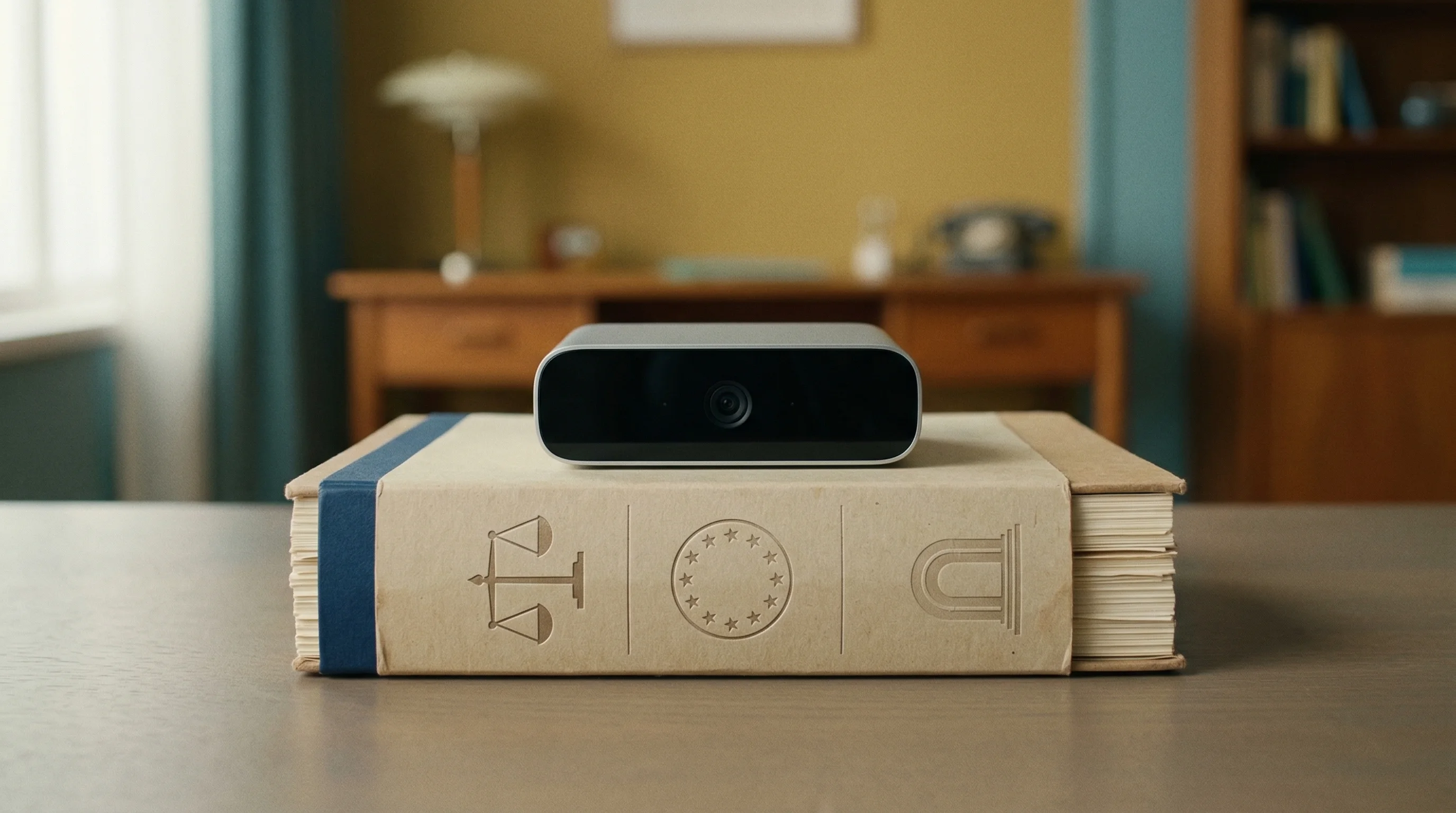 Digital illustration for article section "Regulation Accelerates the Shift" in "YC-Backed RunAnywhere Launches Platform for On-Device AI at Scale" - A perfectly symmetrical, cinematic composition representing the shift toward regulated on-device AI,...