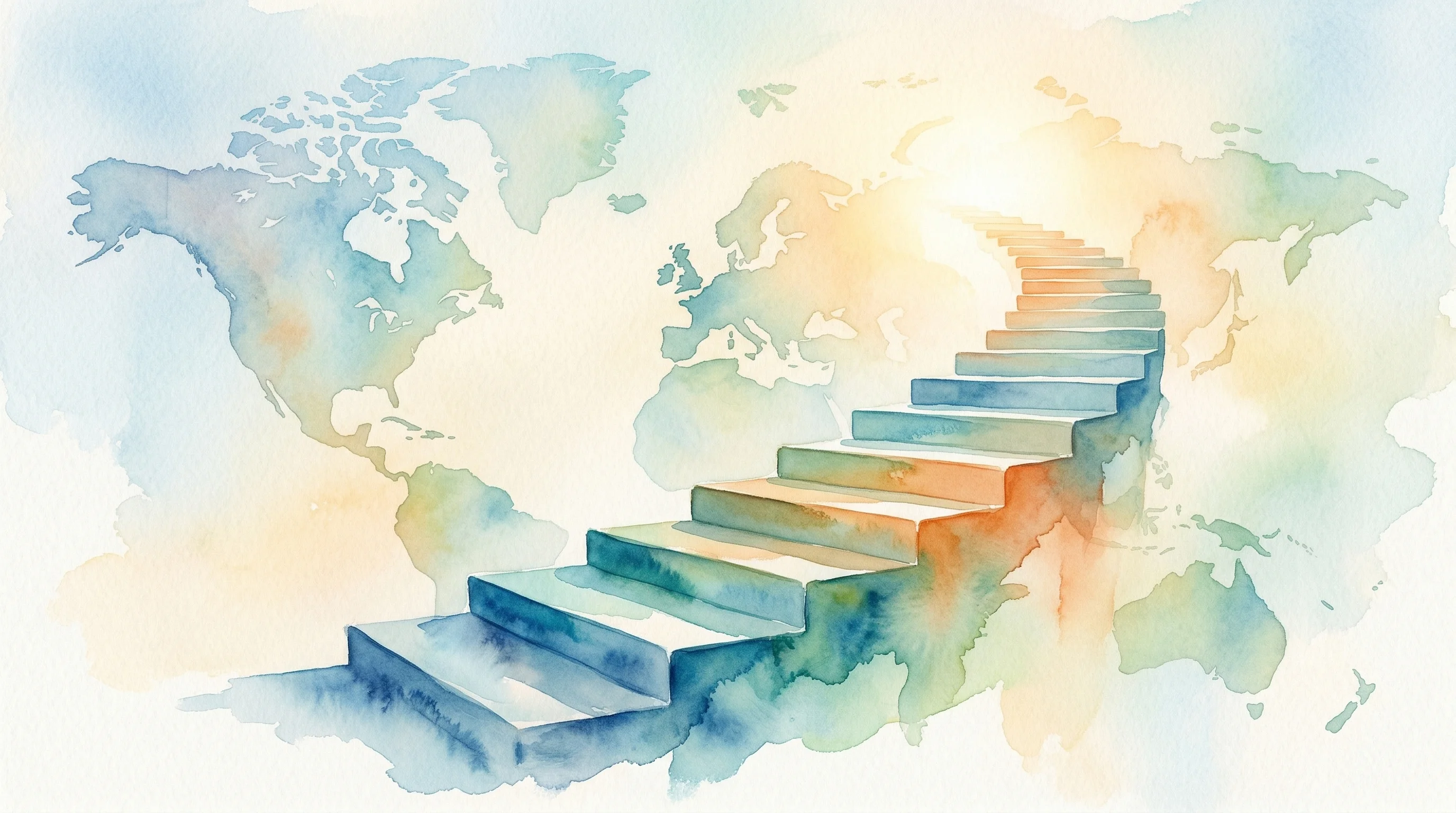 Digital illustration for article section "What's Next for Corvera" in "Corvera's AI Workforce Automates CPG Operations, Claims 40% Profit Boost" - A clean, minimalist conceptual image symbolizing business scaling and engineering growth, featuring ...