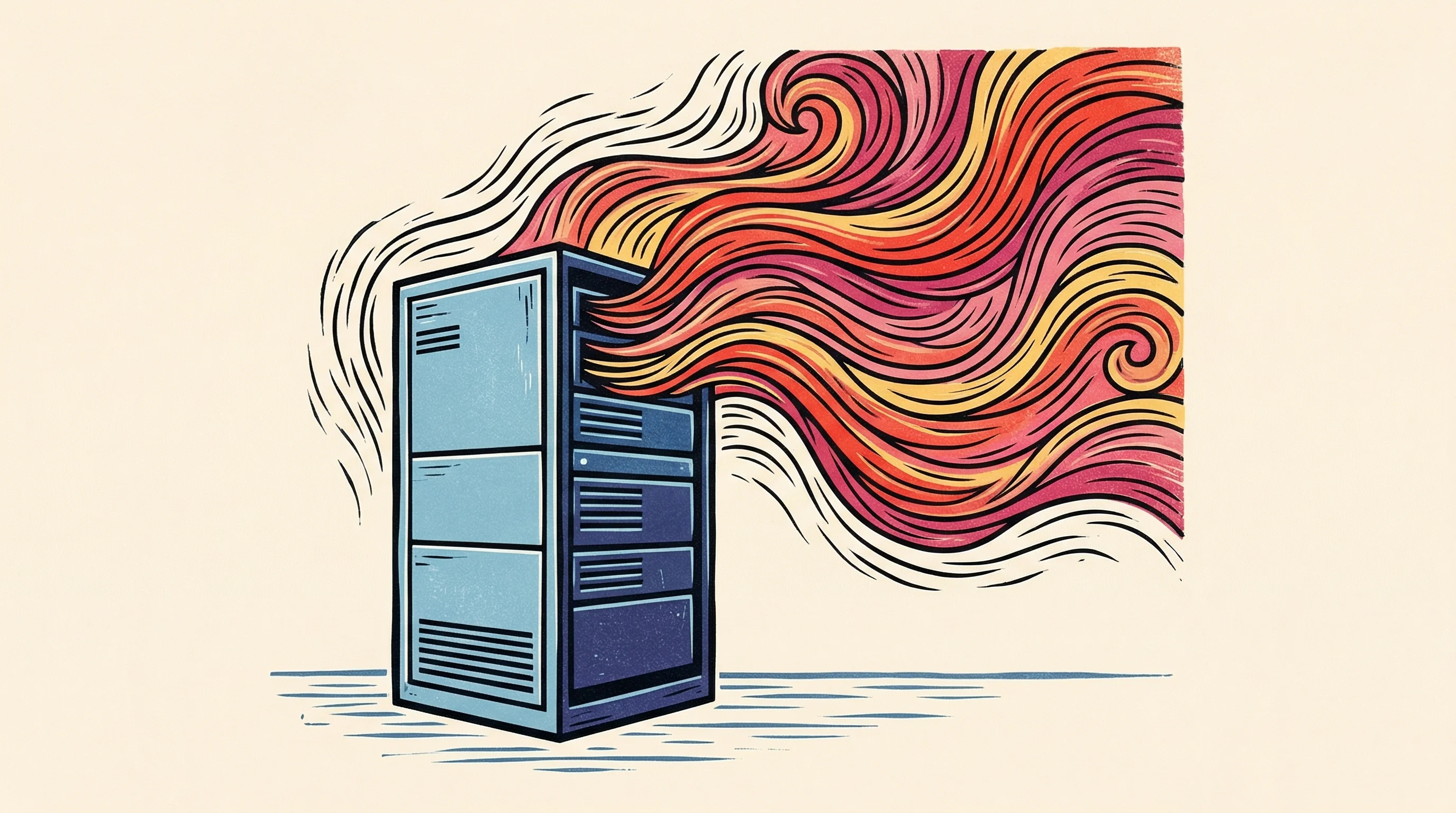 Digital illustration for article section "Early Deals and Ecosystem Signals" in "YC-Backed Inviscid AI Launches Real-Time Physics Engine for Buildings" - A conceptual representation of thermal simulation and hotspot detection in a modern data center, fea...