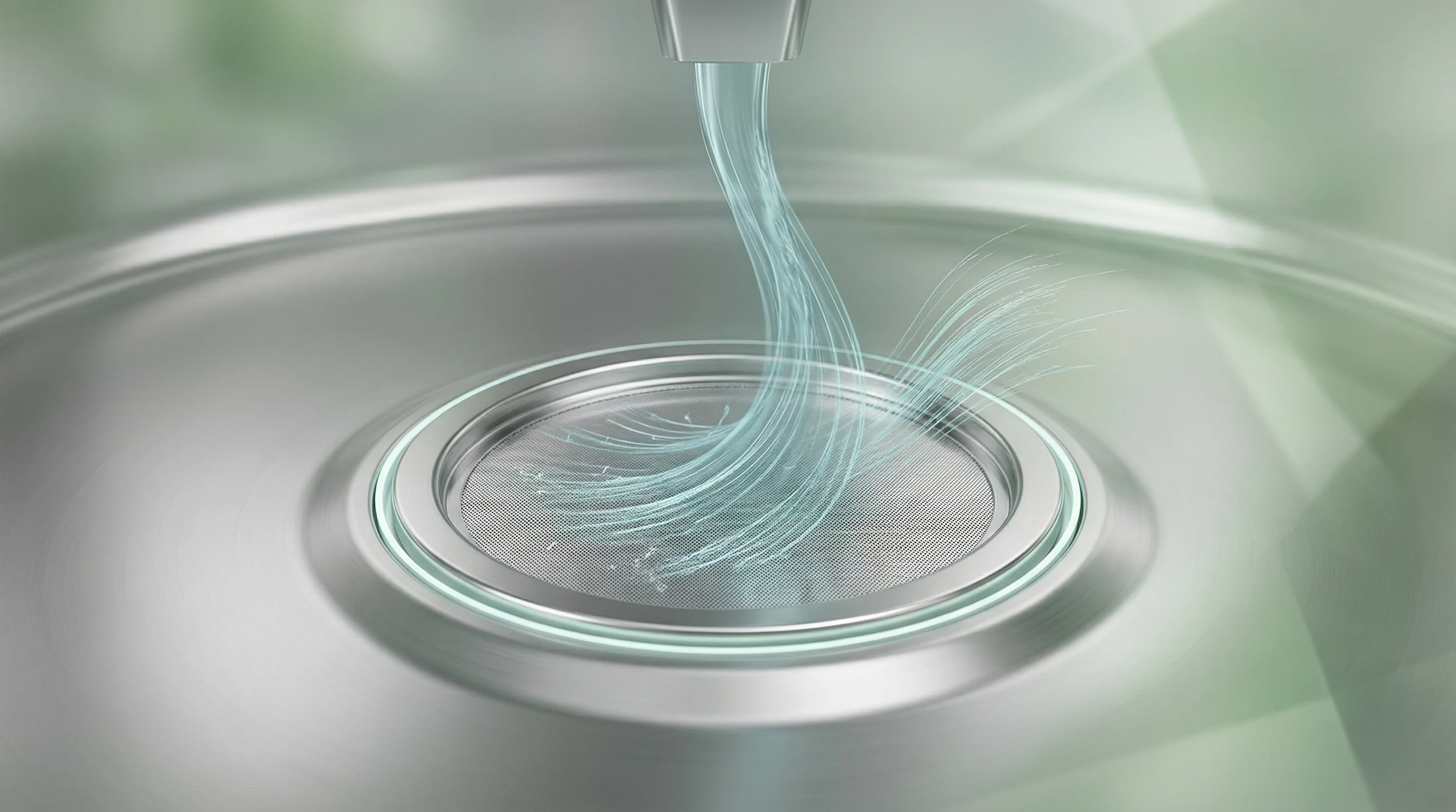 Digital illustration for article section "Microfiber Filters Become Standard Equipment" in "Ocean Tech's Commercial Turn: From Cleanup Trials to $8M Coral Farms" - A sleek, modern microfiber filter component seamlessly integrated inside a pristine washing machine ...