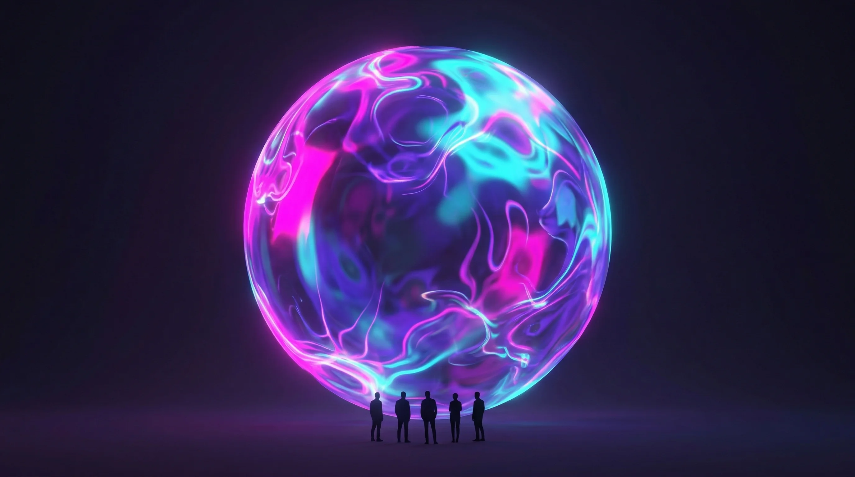 Digital illustration for article section "What the Model Can't Yet Simulate" in "YC's Pax Historia Hits 35K Daily Users with AI-Powered Strategy Game" - A clean, minimalist, and surreal conceptual image representing a small development team managing a m...