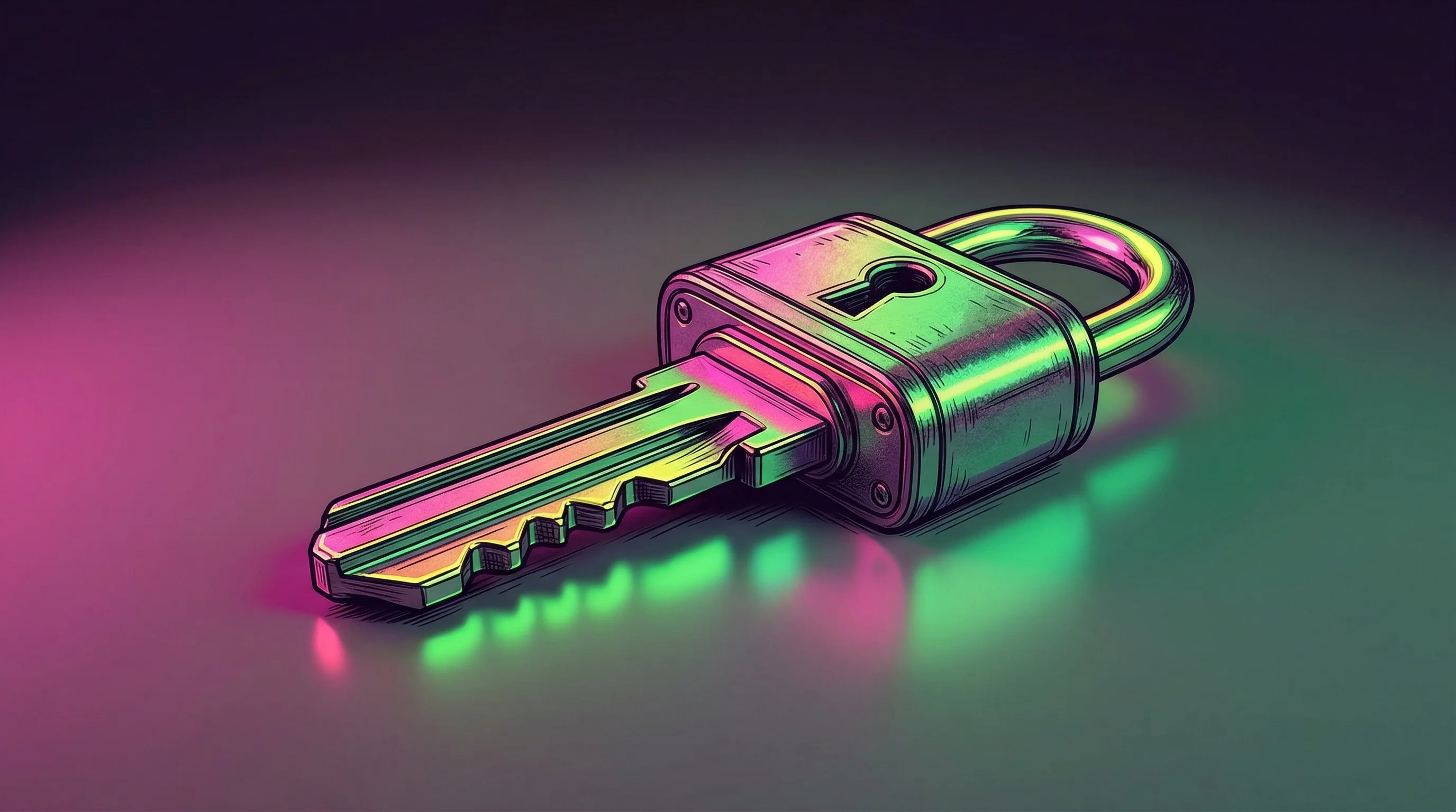 Digital illustration for article section "Not Your Father's RPA Tool" in "CloudCruise Raises $5M Seed for Self-Healing Browser Agent Platform" - A conceptual, minimalist illustration of a sleek, heavy-duty metallic API key seamlessly integrated ...