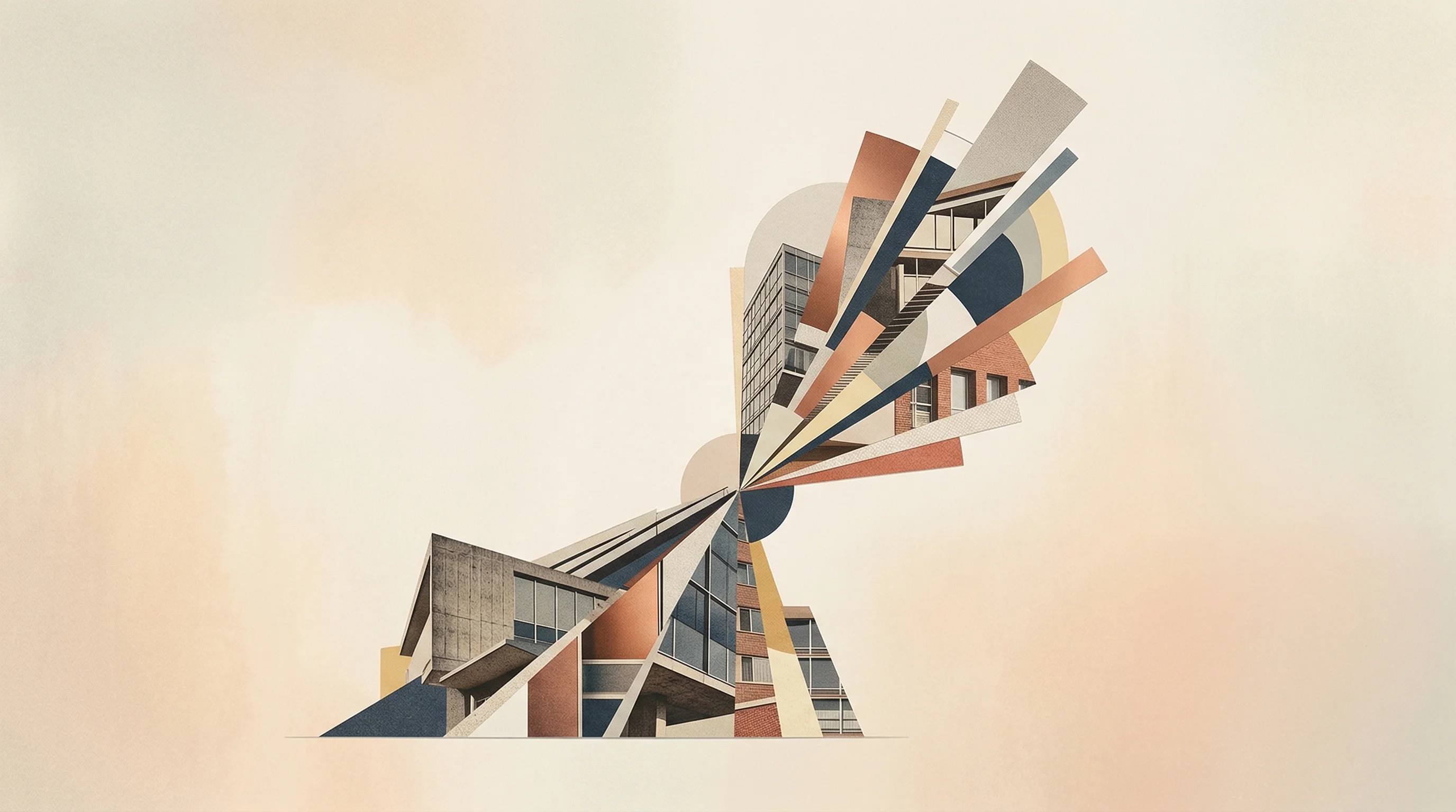 Digital illustration for article section "The Bigger Picture" in "VerbaFlo Raises $7M Seed to Scale AI Leasing Platform Globally" - A conceptual and minimalist visual representation of an inflection point in the real estate market, ...