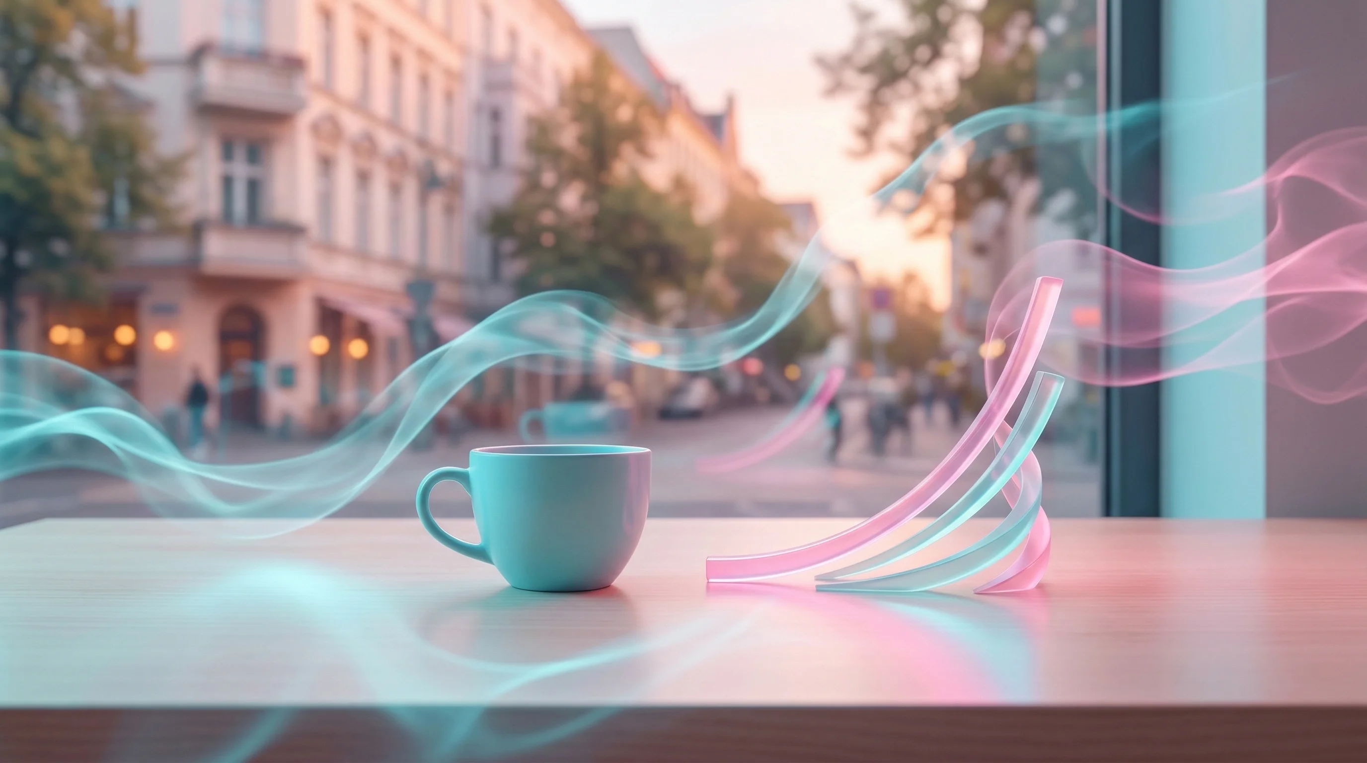 Digital illustration for article section "What Comes Next" in "Finperks Raises €3.4M to Build 'Stripe for Prepaid' Payments" - A sleek, minimalist workspace setting symbolizing a rapidly growing startup in a Berlin café neighbo...