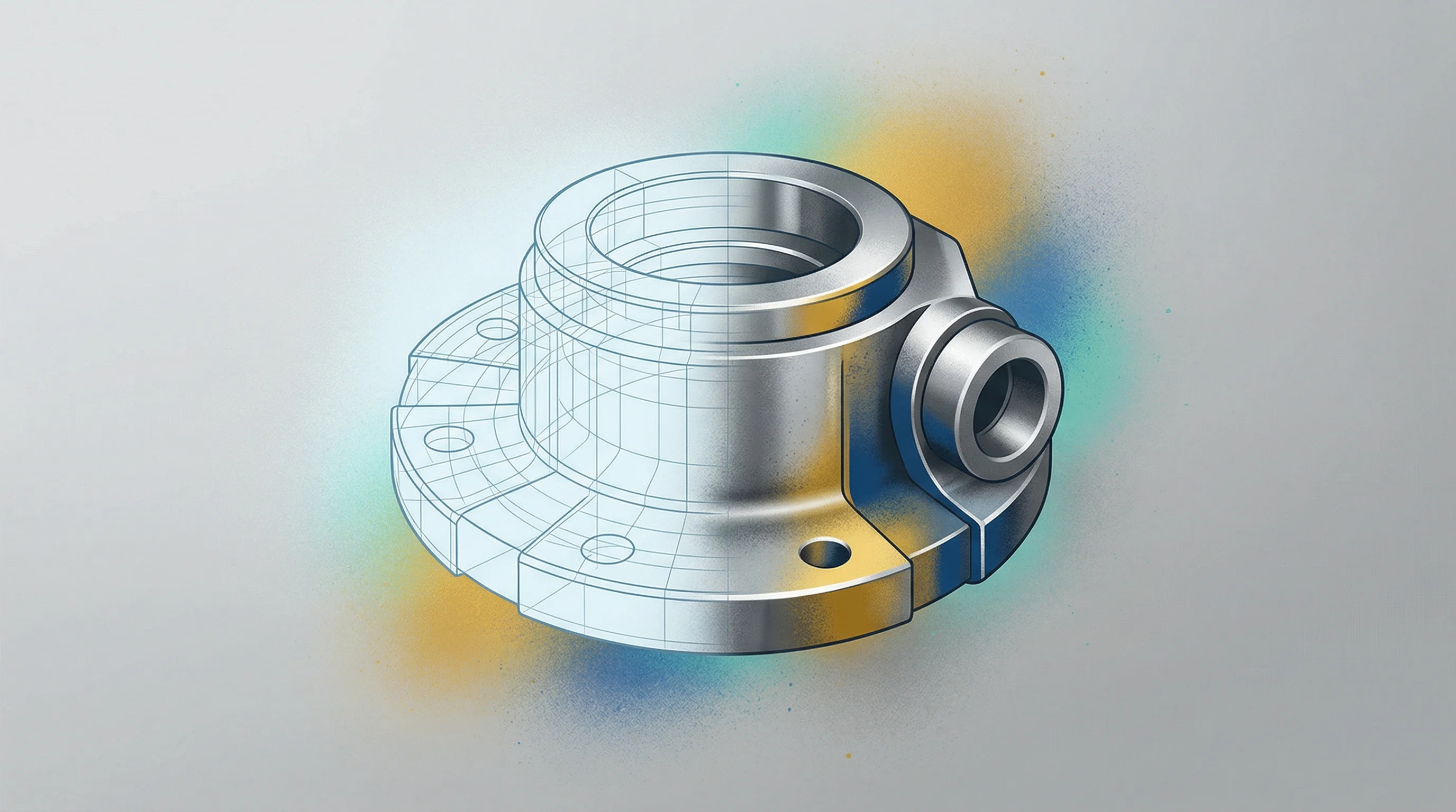 Digital illustration for article section "Hardware Needs Money" in "India's Pranos Fusion Publishes Tokamak Design Amid Funding Questions" - A clean, minimalist conceptual illustration of a heavy, solid steel industrial component seamlessly ...