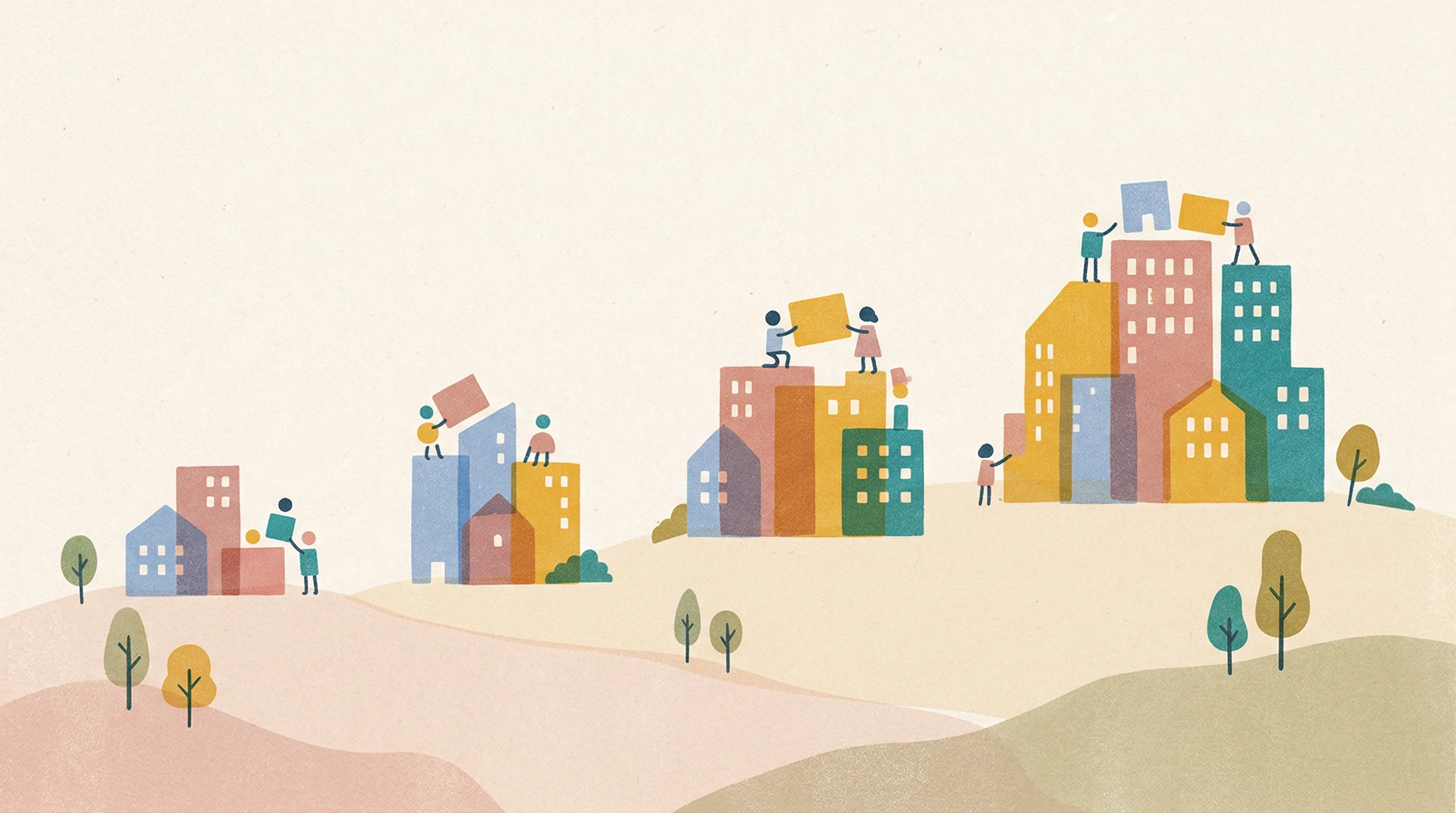 Digital illustration for article section "What Growth Looks Like" in "Rex Expands Vet Chain Across Germany After Seed Extension" - A conceptual and minimal illustration representing company growth and expansion into multiple cities...