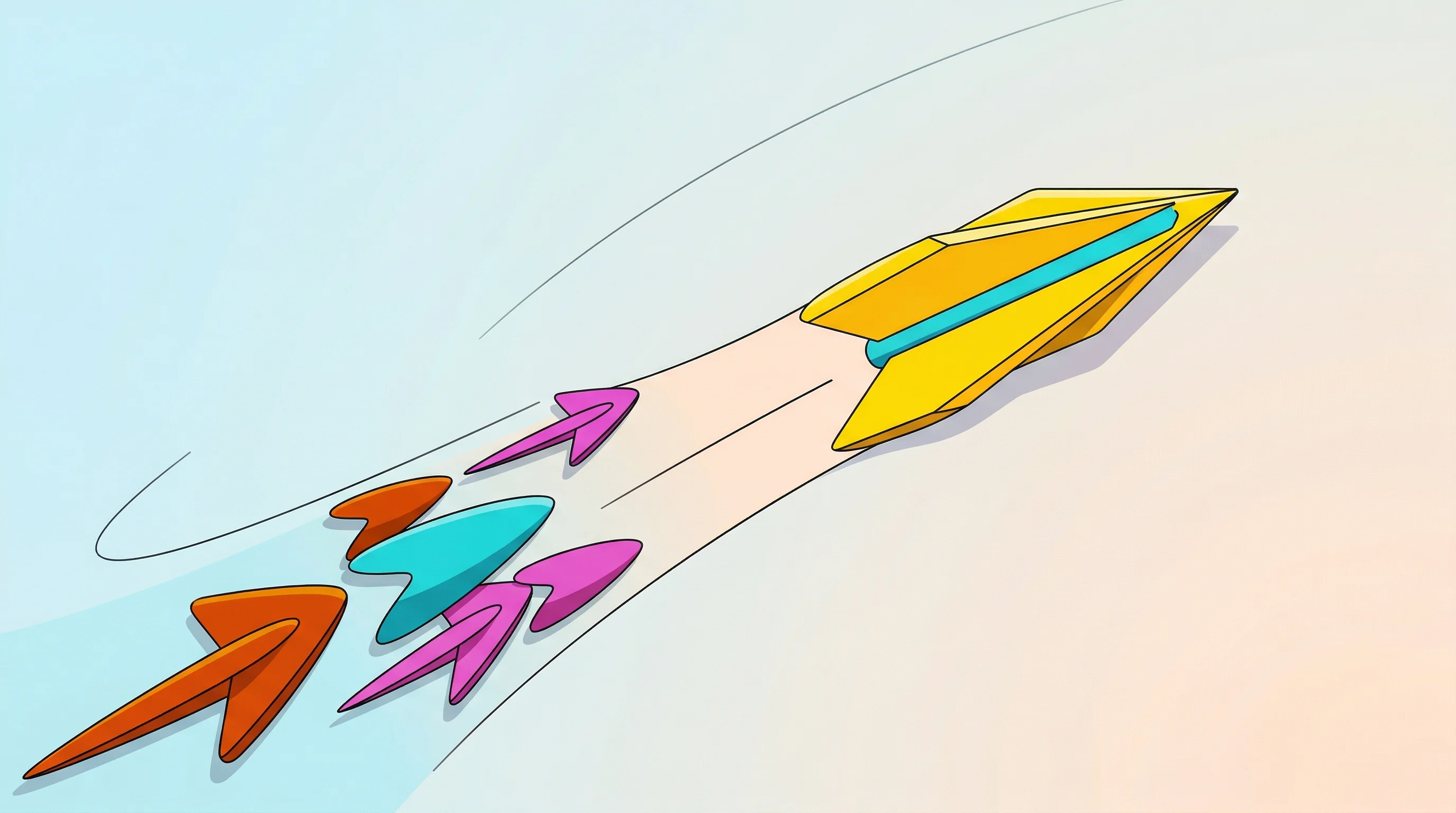 Digital illustration for article section "Competing in a Crowded Space" in "Namespace Raises $23M to Build 'Compute Layer for Code' at Agent Speed" - A clean, minimalist conceptual illustration representing fierce competition and rapid build speed in...