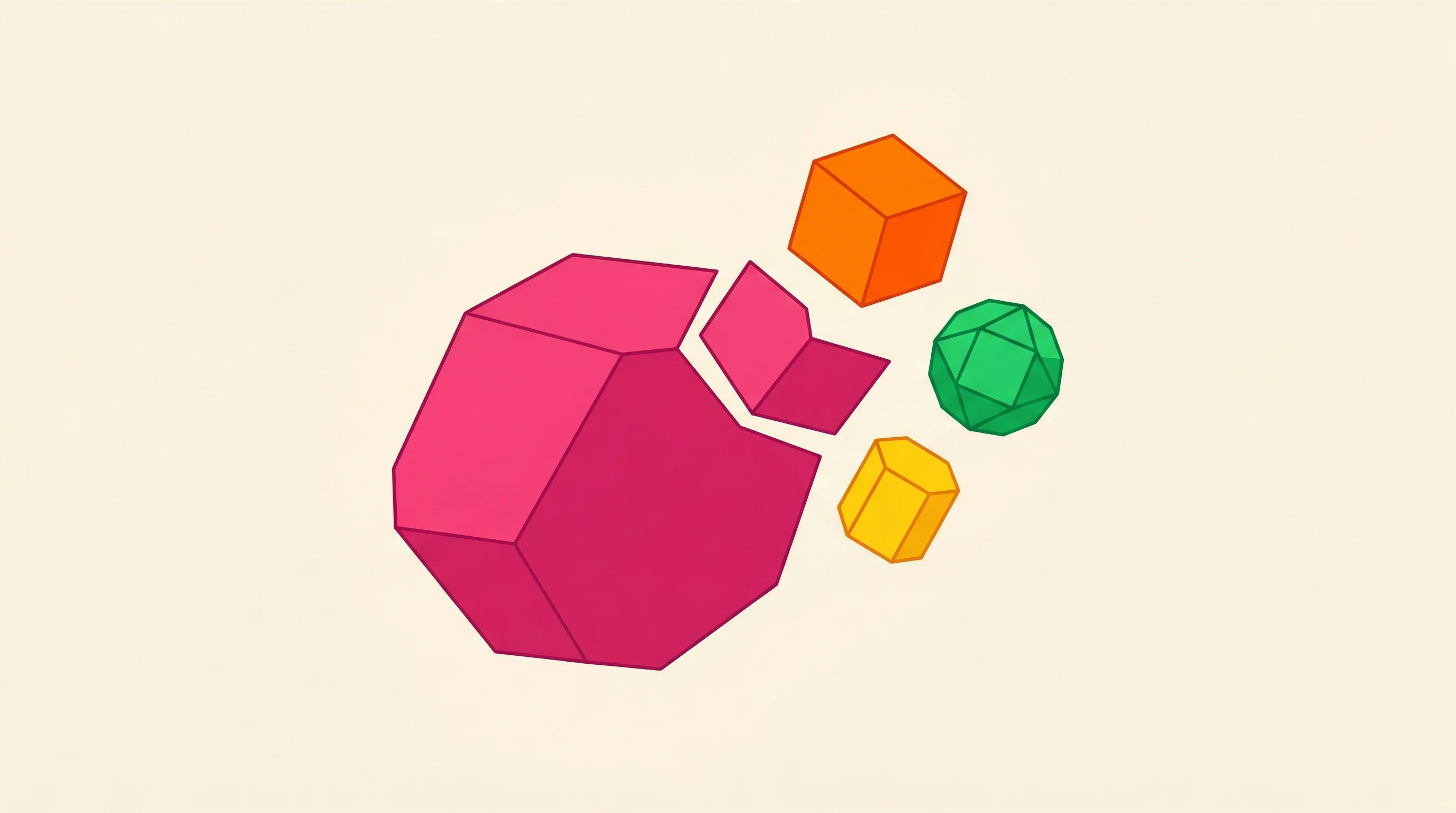 Digital illustration for article section "How'd They Do It?" in "Video.js v10 Beta: 88% Smaller After Founder's Complete Rewrite" - A clean, minimal, and vibrant geometric illustration representing the concept of software optimizati...