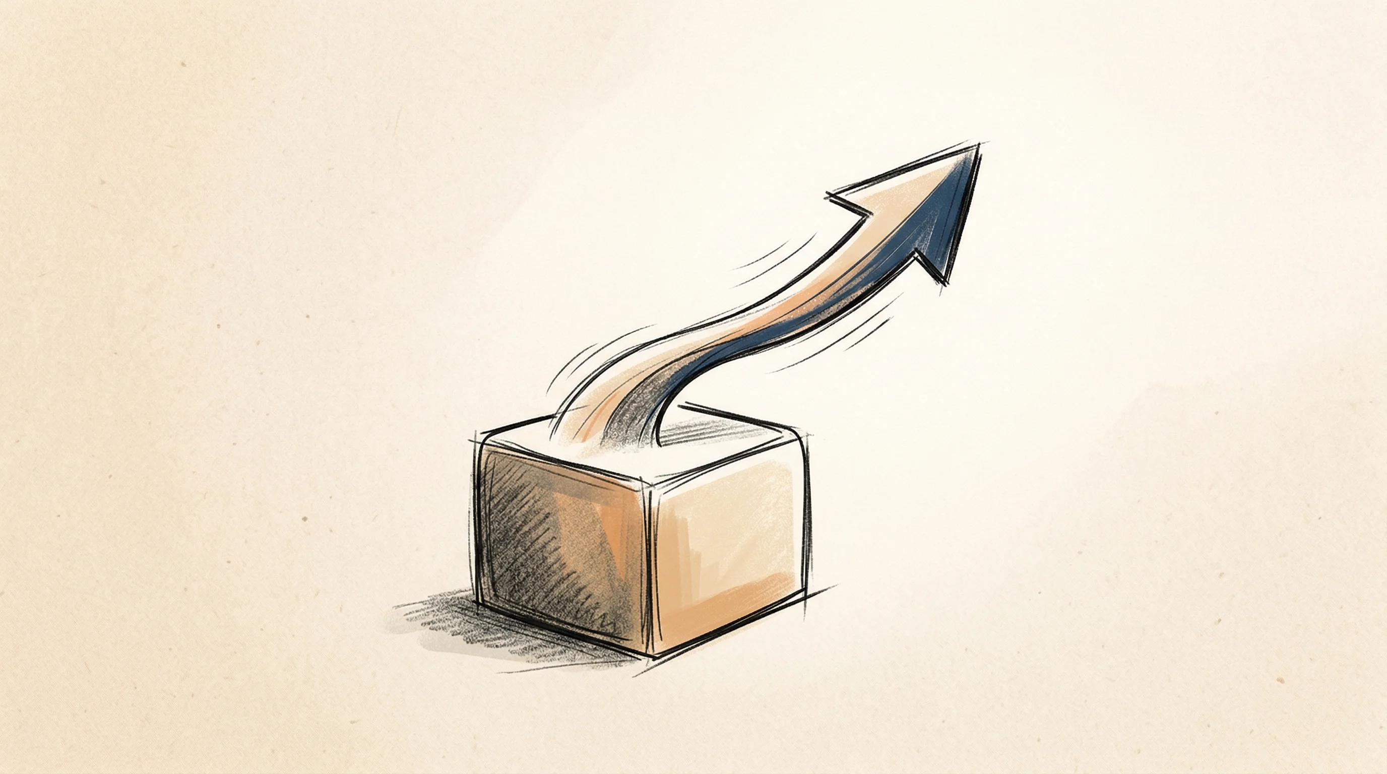 Digital illustration for article section "What Comes Next" in "Dynamiq Launches All-in-One Platform for Enterprise AI Agents" - A conceptual, minimalist illustration representing a clear, forward-looking enterprise strategy, fea...