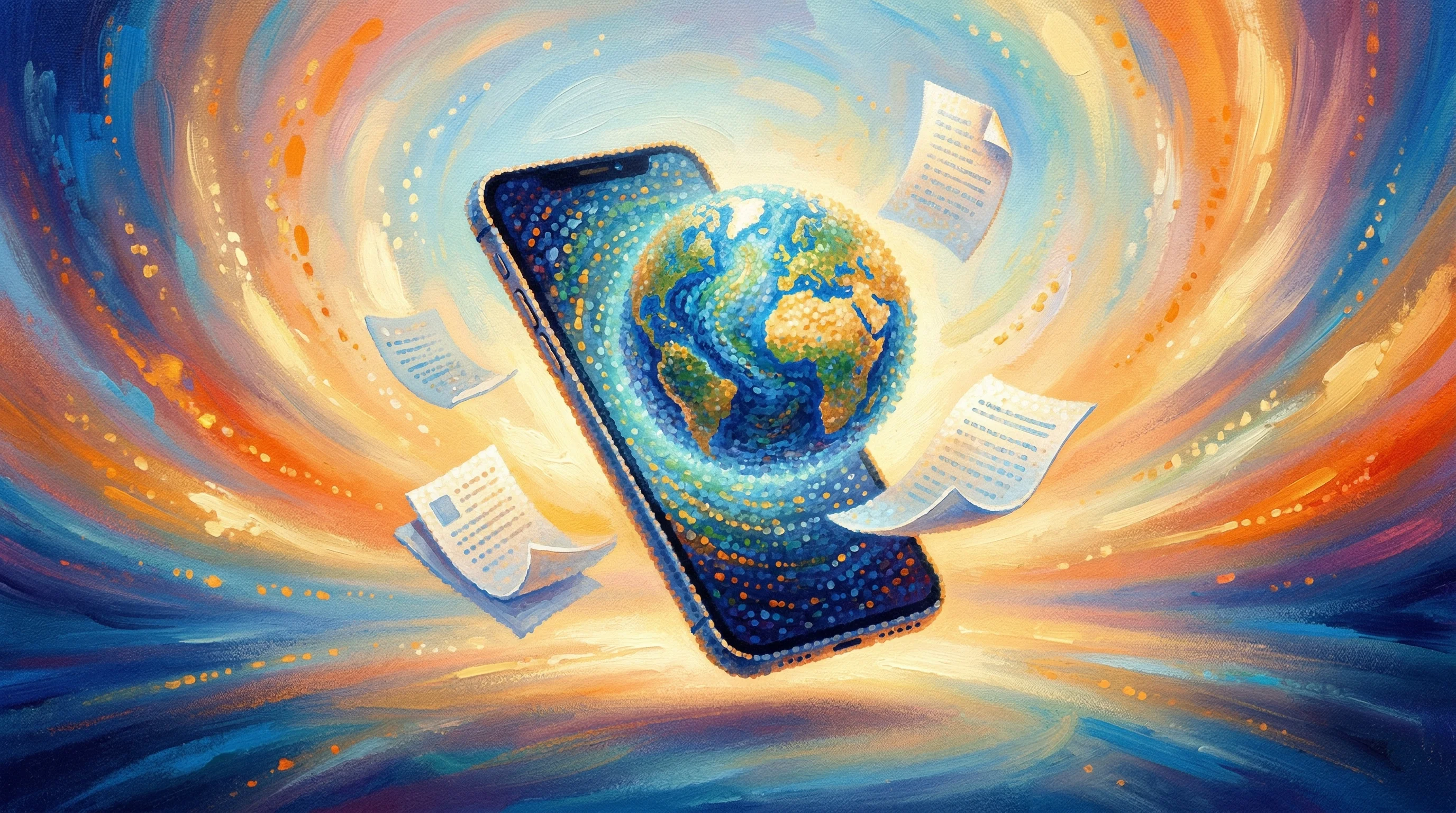 Digital illustration for article section "What's Next (and Who Else Is Here)" in "Migrate Mate Lands $2.4M for Visa-Sponsorship Job Marketplace" - A conceptual and modern representation of future expansion and global recruiting, featuring a single...