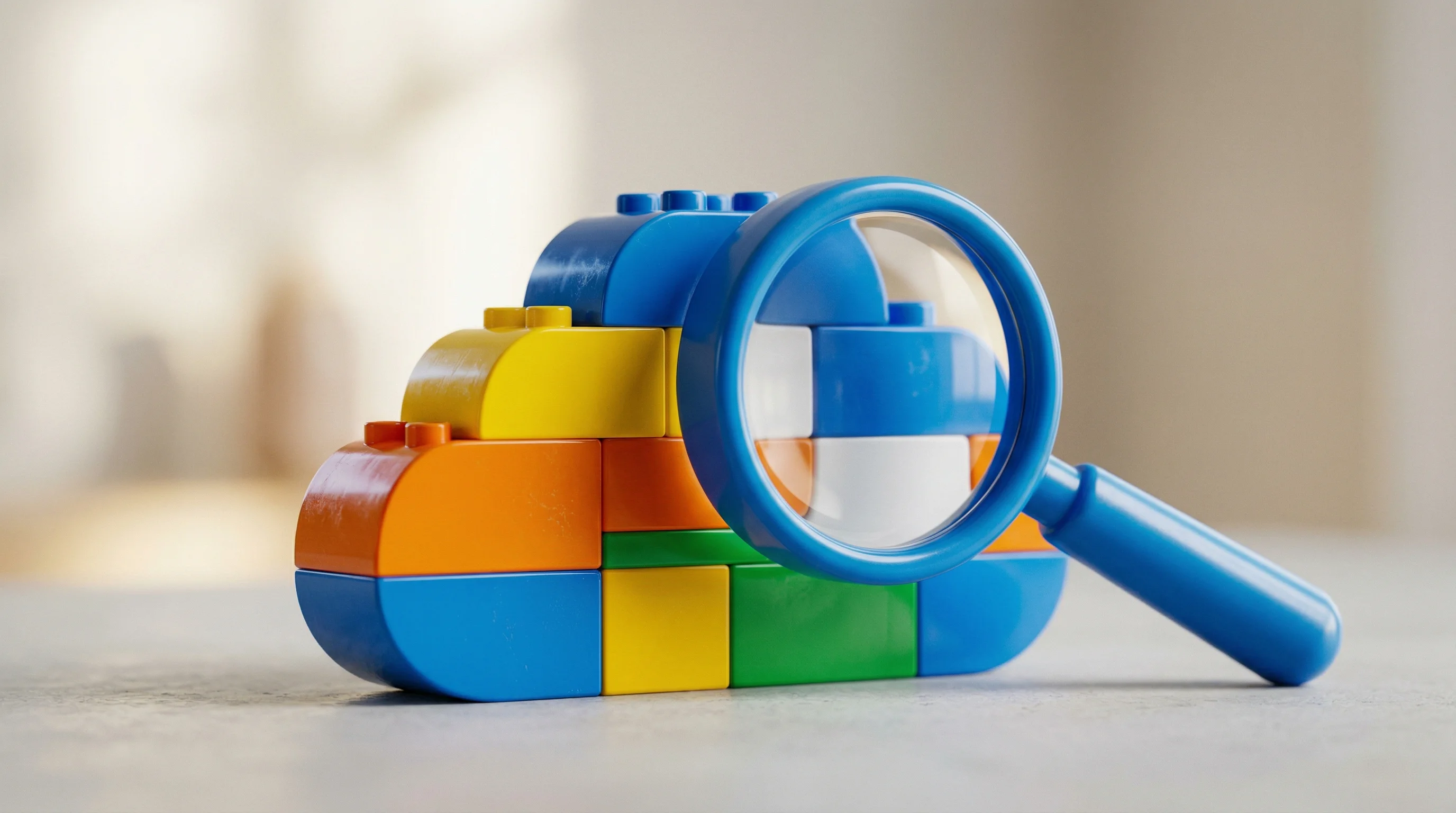 Digital illustration for article section "Content Section 2" in "Octen AI Secures $10M Seed for AI-Native Search Infrastructure" - A minimalist, conceptual miniature scene representing the building of enterprise cloud search platfo...
