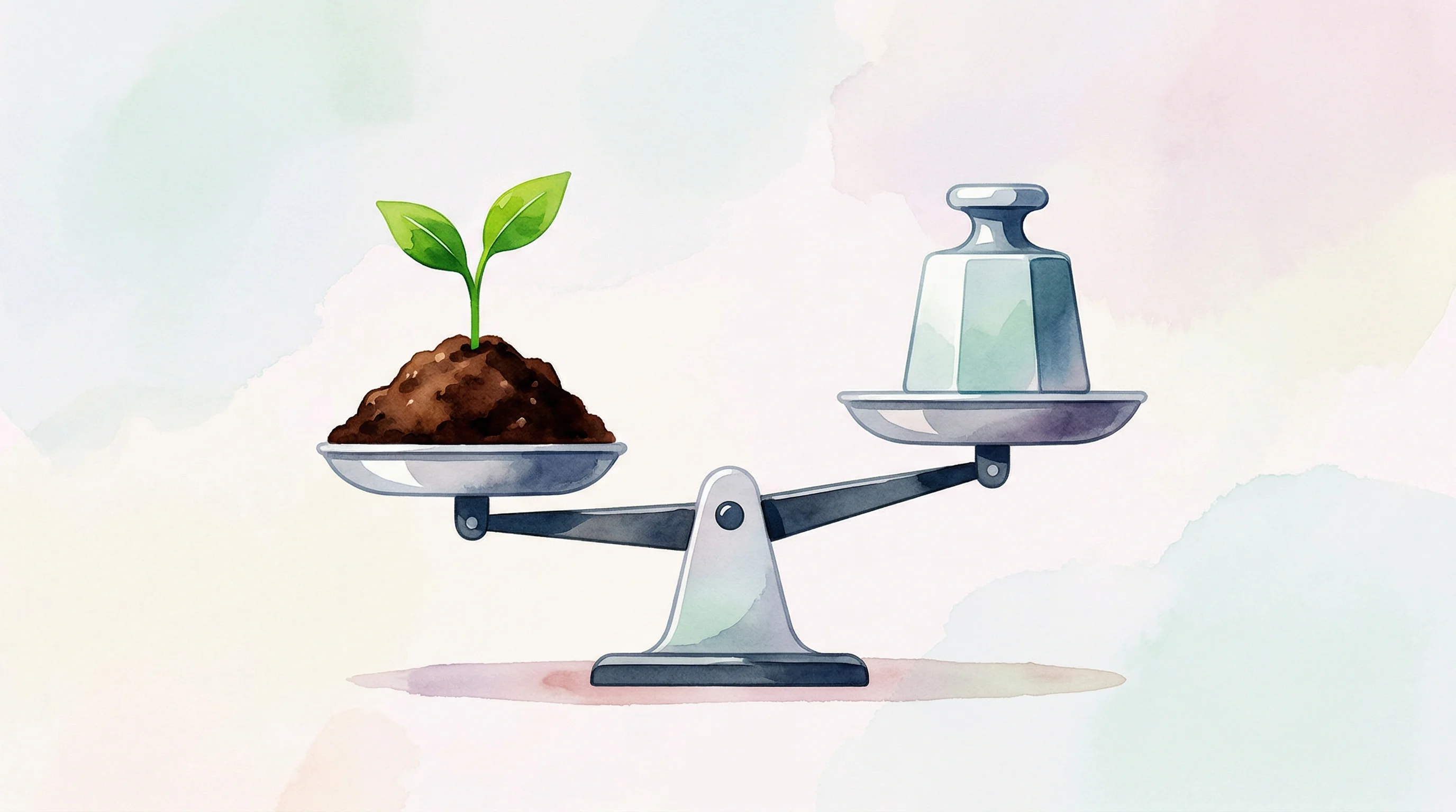 Digital illustration for article section "Crowded Field, High Stakes" in "Miraterra Raises $16M CAD to Scale AI-Powered Soil Measurement" - A conceptual and minimalist editorial illustration representing the high stakes of carbon measuremen...