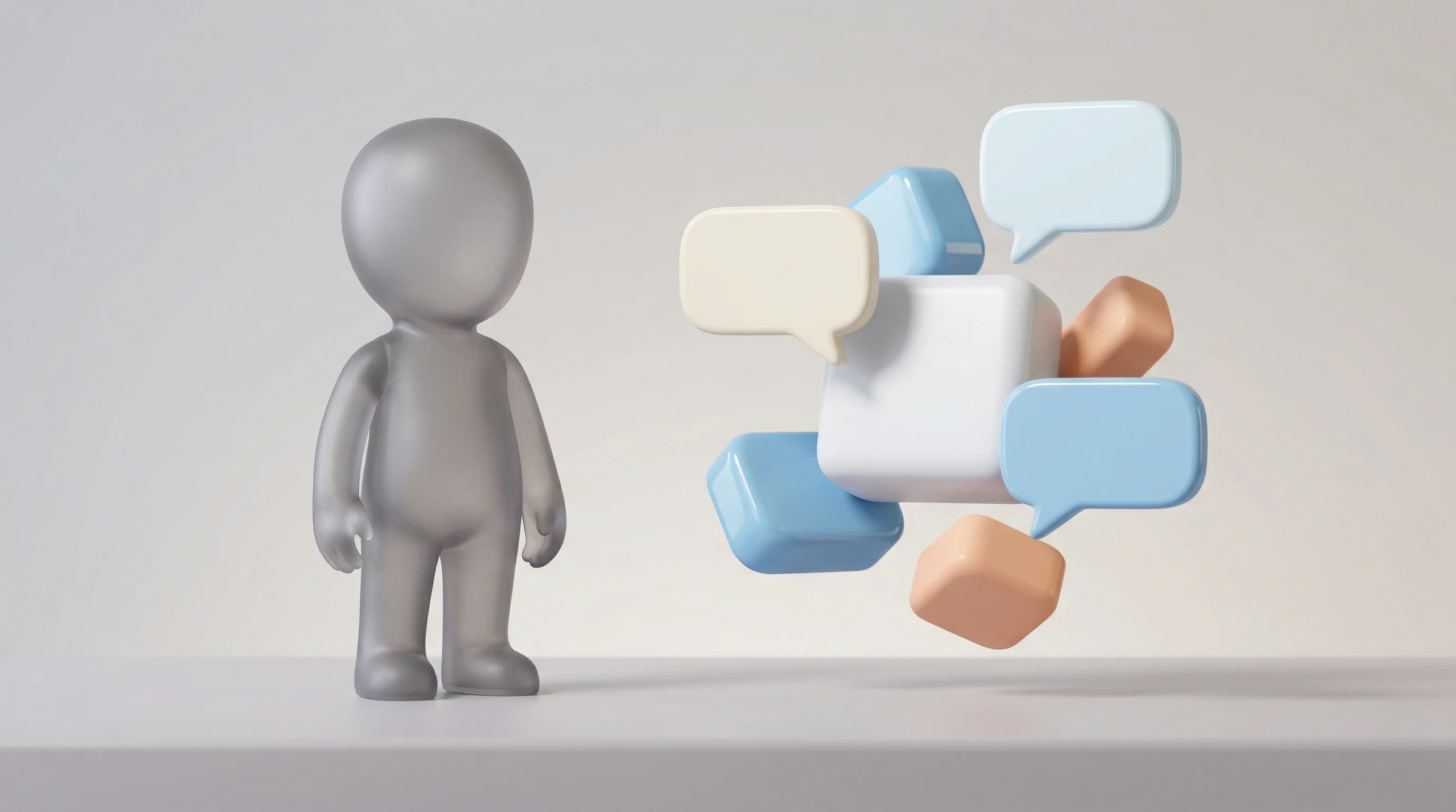 Digital illustration for article section "Two Modes, One Philosophy" in "Teaching AI When to Shut Up: Ishiki Labs' Breakthrough in Voice Timing" - A minimalist and conceptual 3D scene representing a silent copilot in "Shadow Mode," featuring a fac...