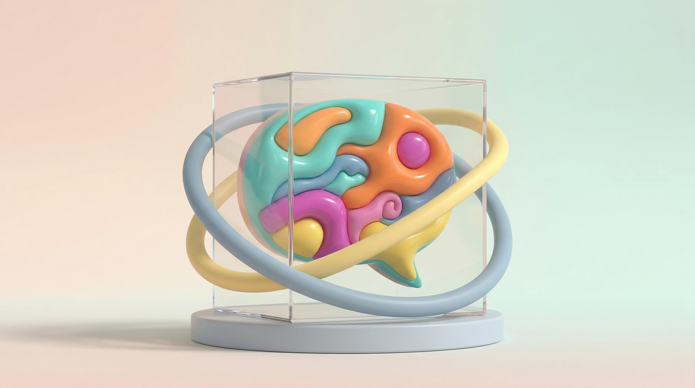 Digital illustration for article section "Regulatory Headwinds" in "Teaching AI When to Shut Up: Ishiki Labs' Breakthrough in Voice Timing" - A sleek, minimalist 3D pop art designer toy conceptualizing the tightening regulation of voice AI, f...