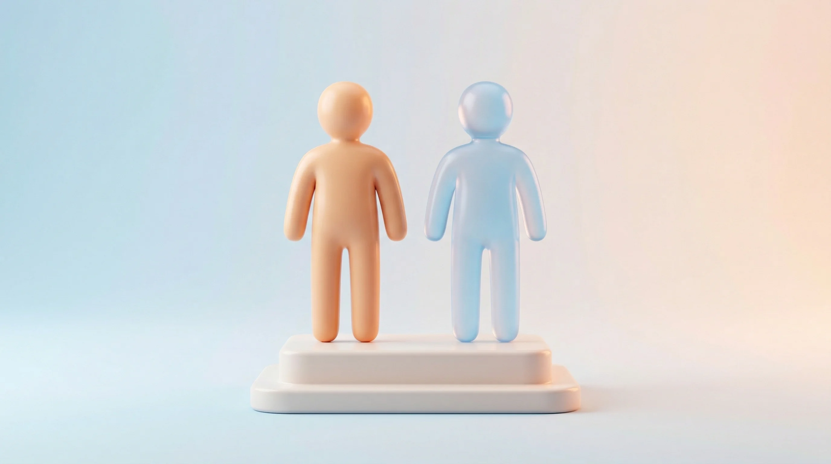 Digital illustration for article section "What It Looks Like in Practice" in "Inside the Race to Build Digital Twins of Human Bodies" - A minimalist, high-definition 3D cartoon miniature model scene representing an AI-generated prognost...