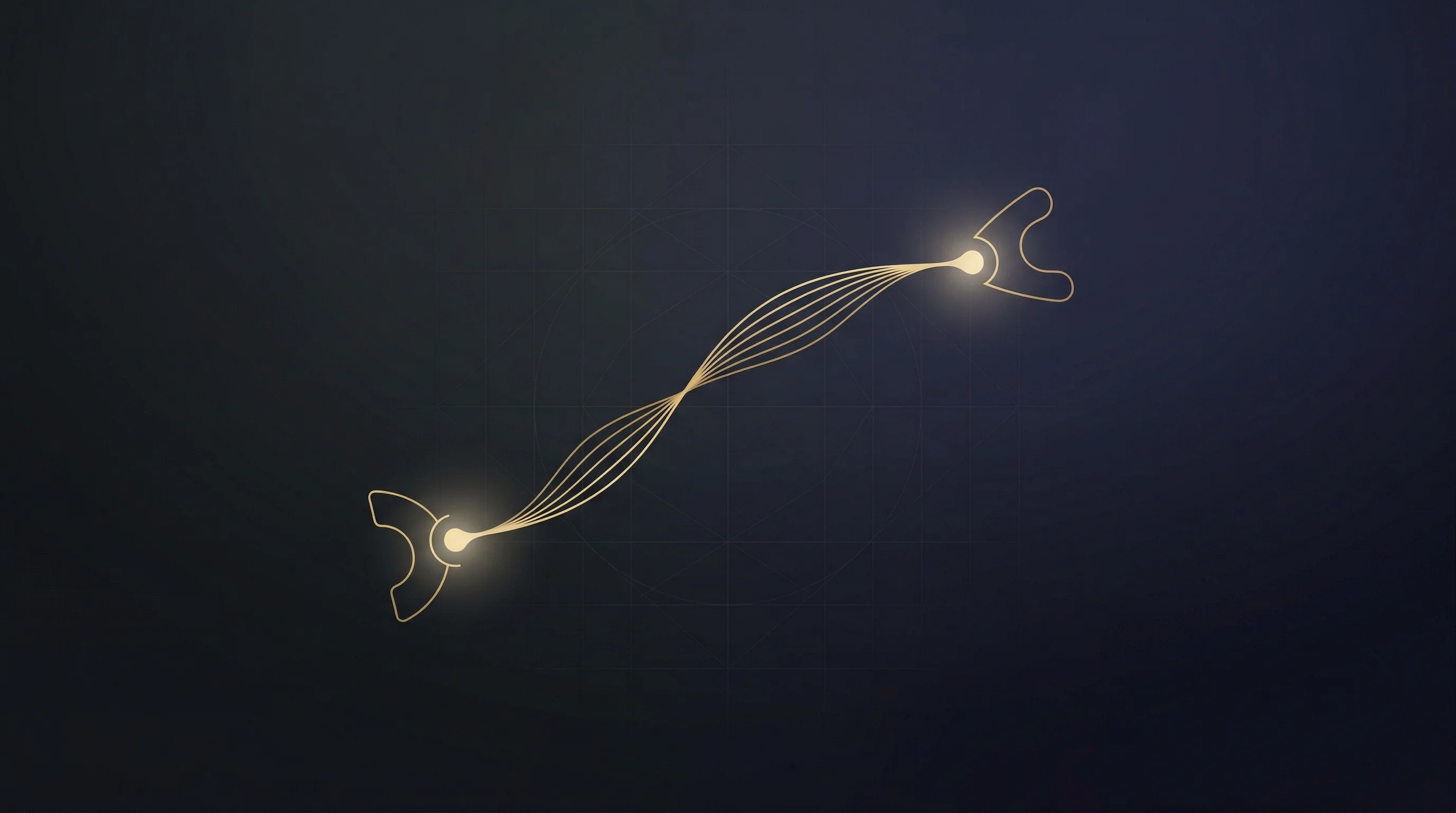Digital illustration for article section "What They're Chasing" in "Pinnacle Medicines Raises $89M Series B for AI-Powered Peptide Drugs" - A minimalist and abstract conceptual representation of a bispecific peptide hitting two distinct bio...