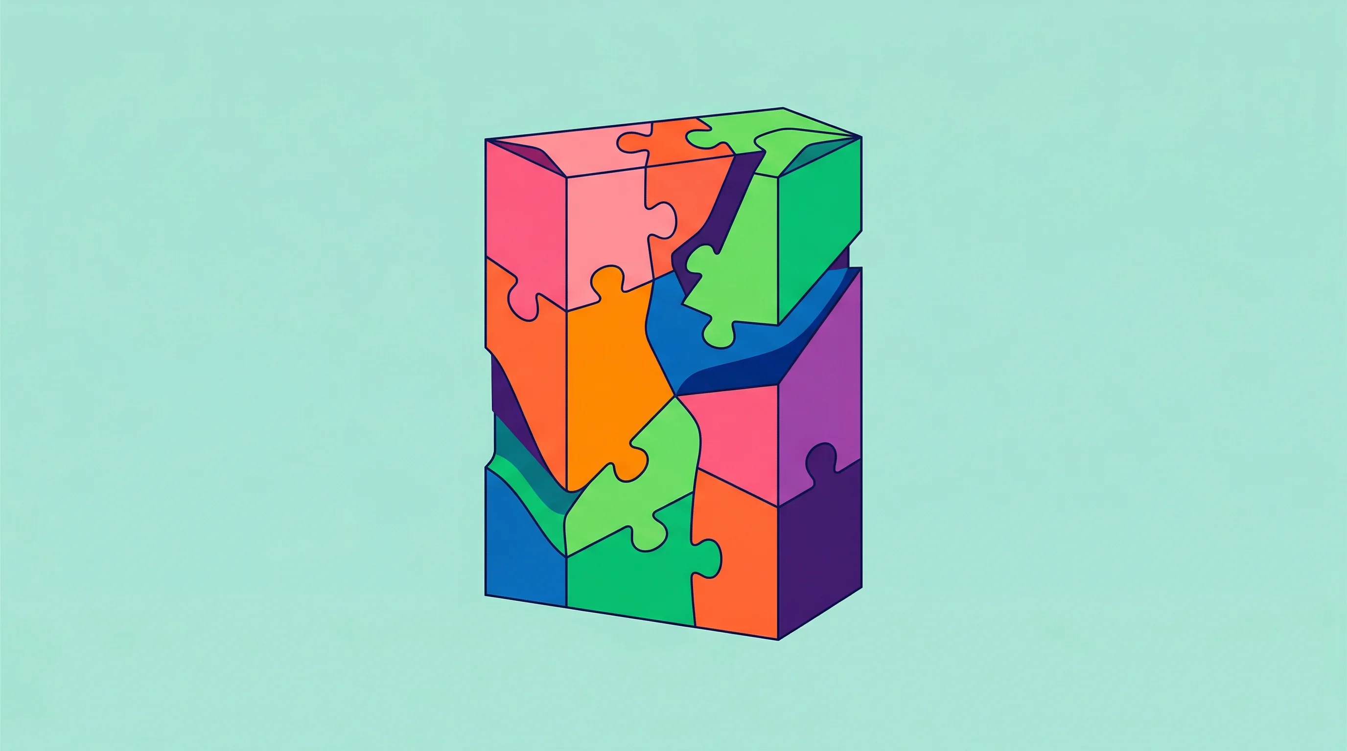 Digital illustration for article section "A Crowded, Fragmented Field" in "YC-Backed Corvera Launches AI Agents to Automate CPG Operations" - A clean, minimal, and modern conceptual illustration representing a crowded and fragmented market of...