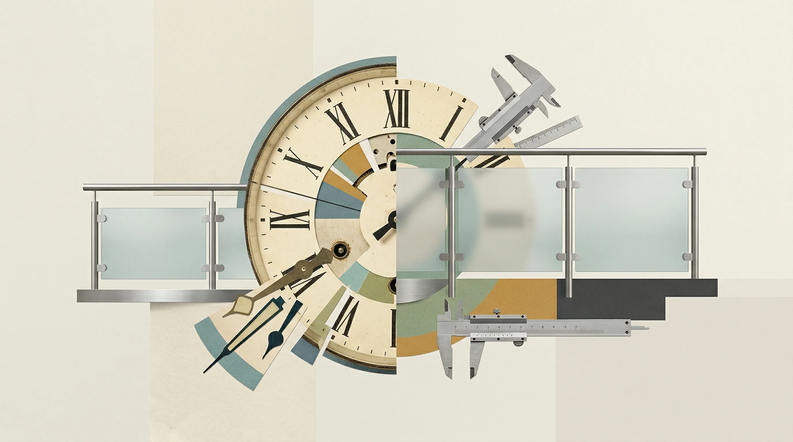 Digital illustration for article section "The Regulatory Clock" in "Pre-Execution Guardrails: How Salus Is Solving AI Agent Safety" - A conceptual, minimalist surreal digital collage representing a compressing regulatory timeline, fea...