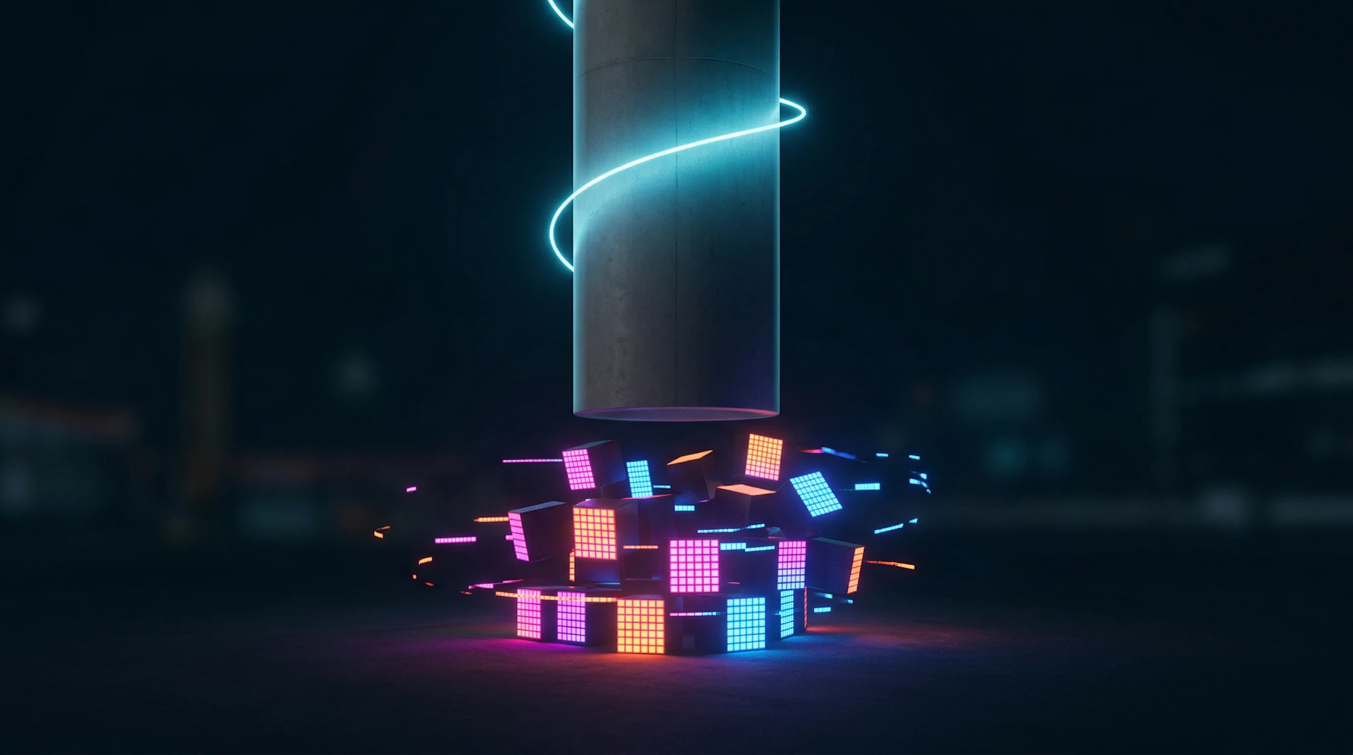 Digital illustration for article section "The Skeptic's Case" in "Physics-Informed AI Tackles the $64B Building Energy Crisis" - A minimalist, conceptual visualization of a sleek, modern architectural pillar where the smooth, uni...