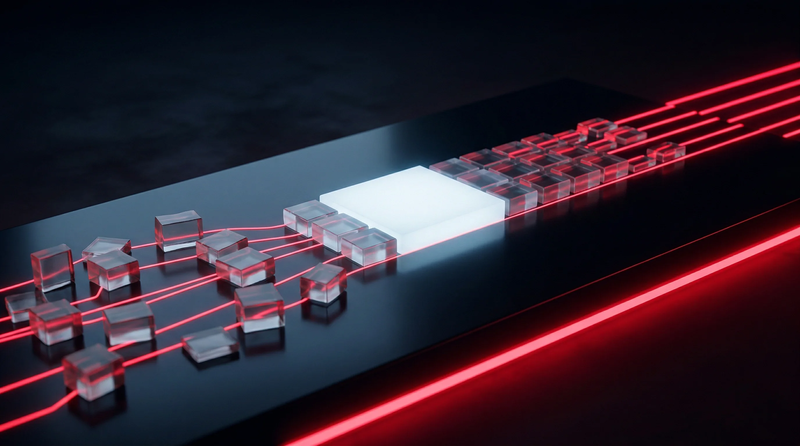 Digital illustration for article section "The Platform That Is" in "YC's Velum Labs Pivots From AI Firewall to Data Quality Platform" - A minimalist and conceptual visual representation of an operating system for data quality, featuring...