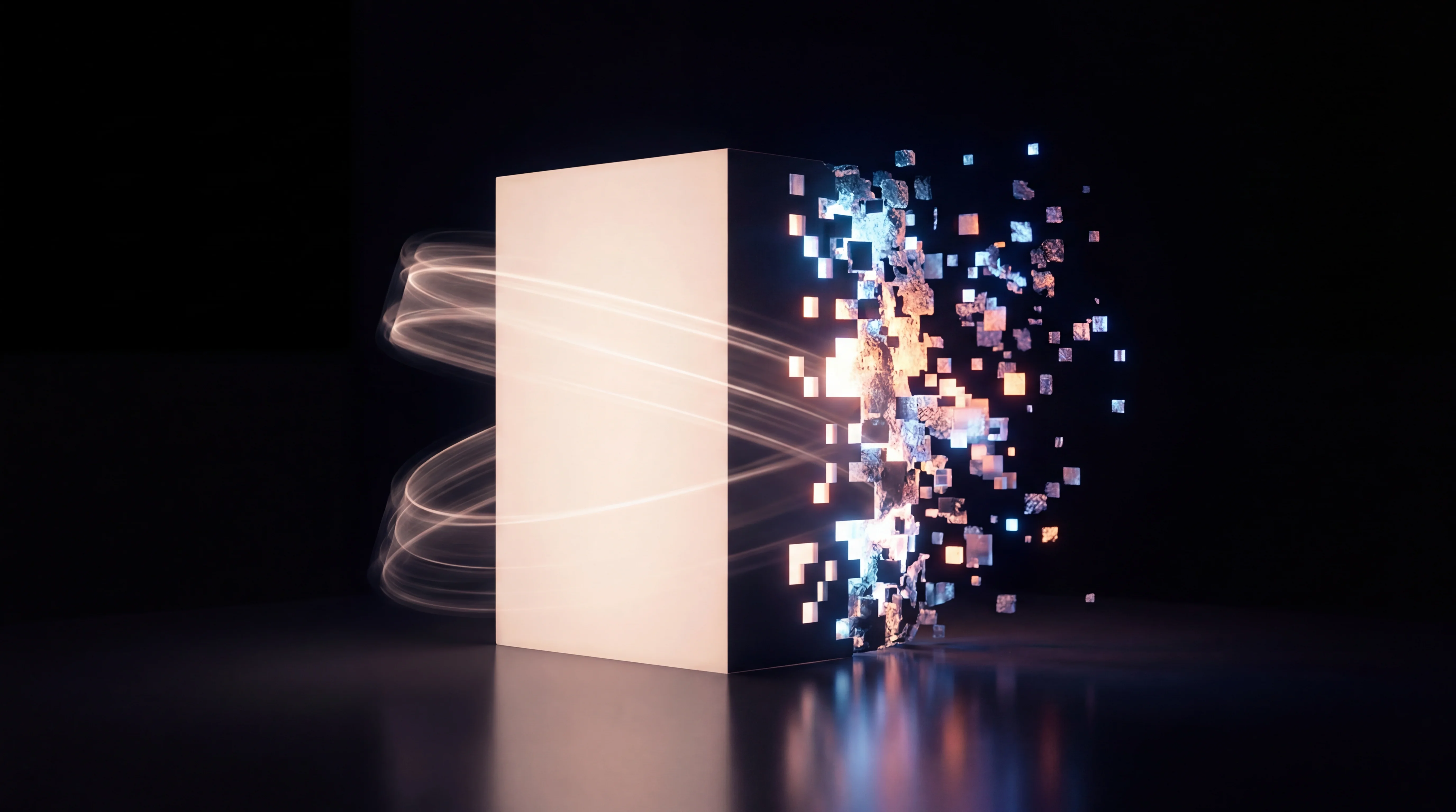 Digital illustration for article section "The Reality Check No One Wants to Hear" in "AI Co-Scientists Take the Lab: How Automation Is Remaking R&D" - A conceptual, minimalist representation of the tension between structured benchmarks and messy, open...
