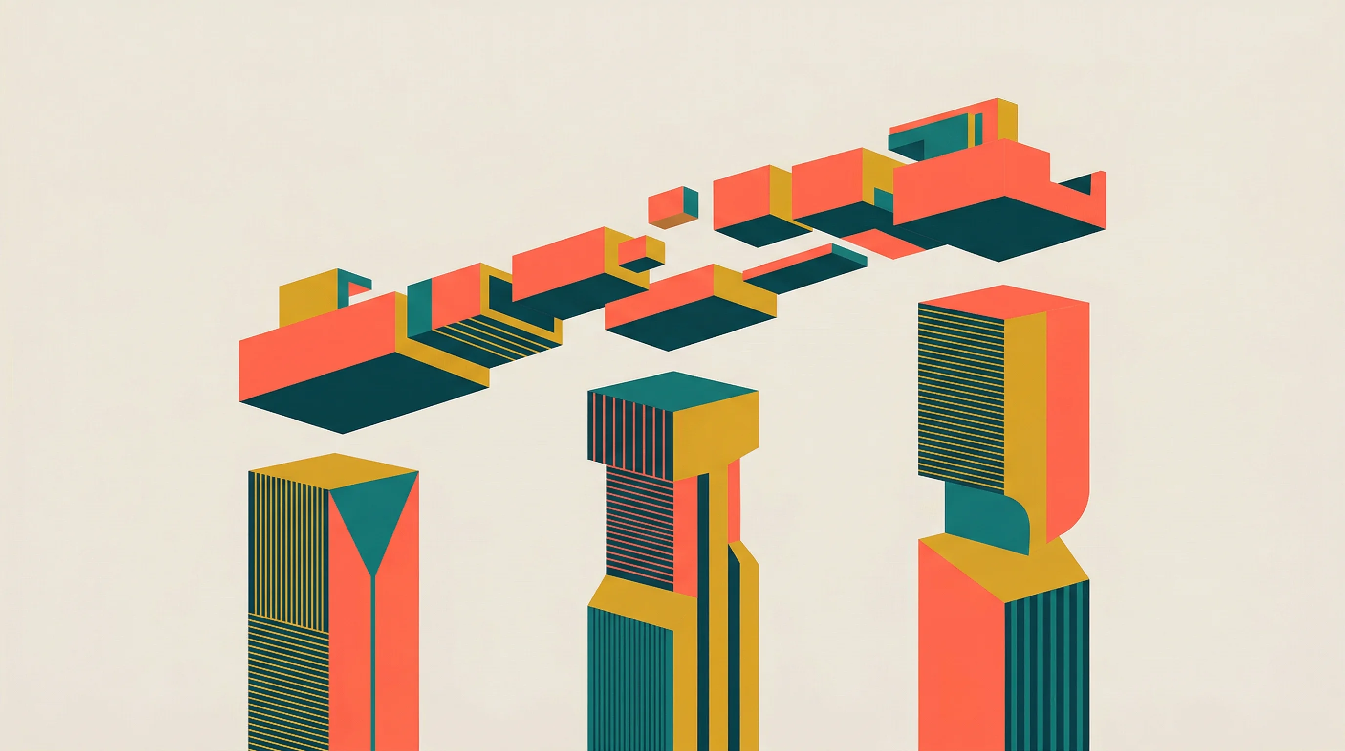 Digital illustration for article section "The Infrastructure Gap" in "Kita Launches AI Credit Scoring Where Banking APIs Don't Exist" - A conceptual and minimalist architectural illustration representing a fragmented financial infrastru...