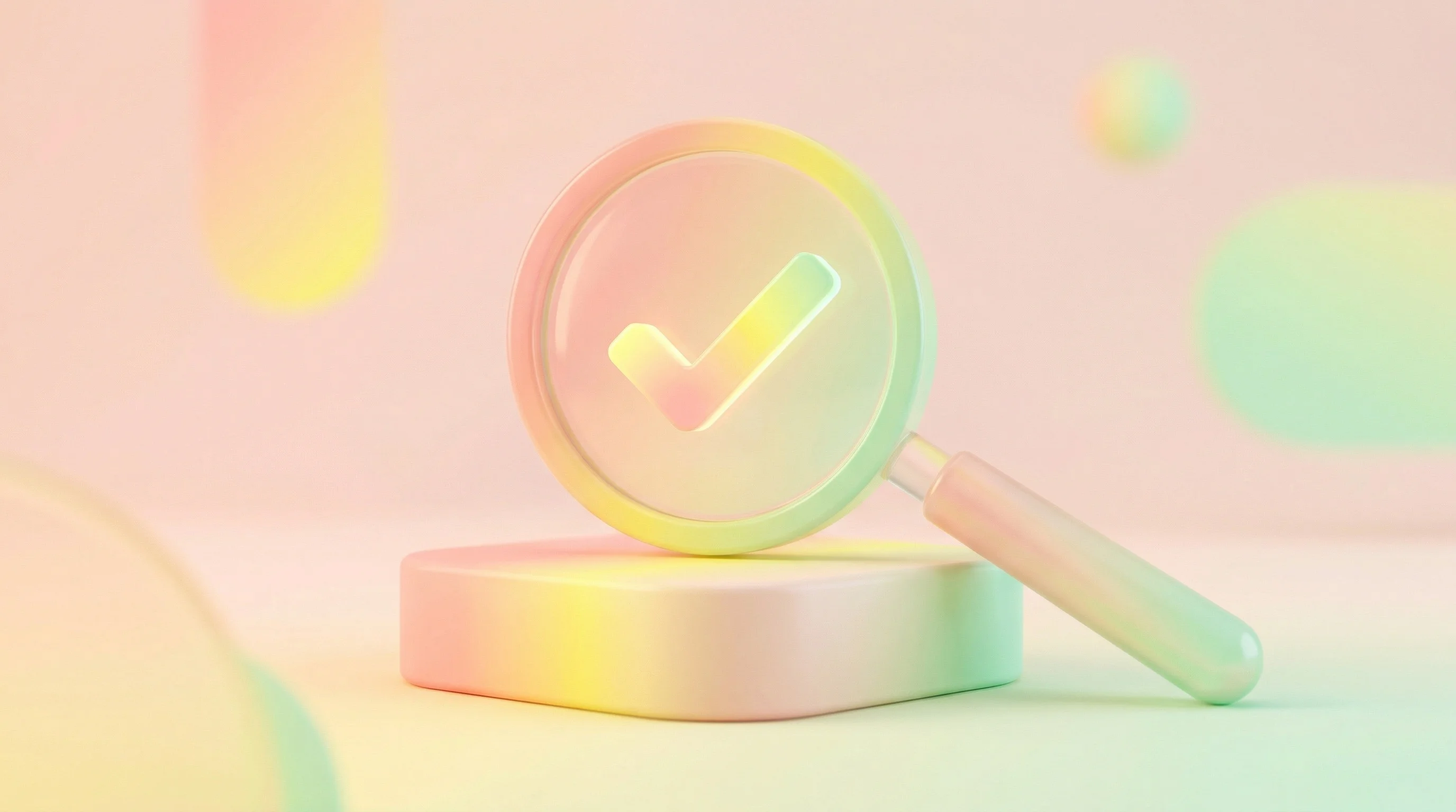 Digital illustration for article section "The Trust Question" in "YC-Backed Rhizome AI Launches FDA Intelligence Platform for Pharma" - A conceptual, minimalist 3D illustration representing trust, verifiability, and rapid answers, featu...