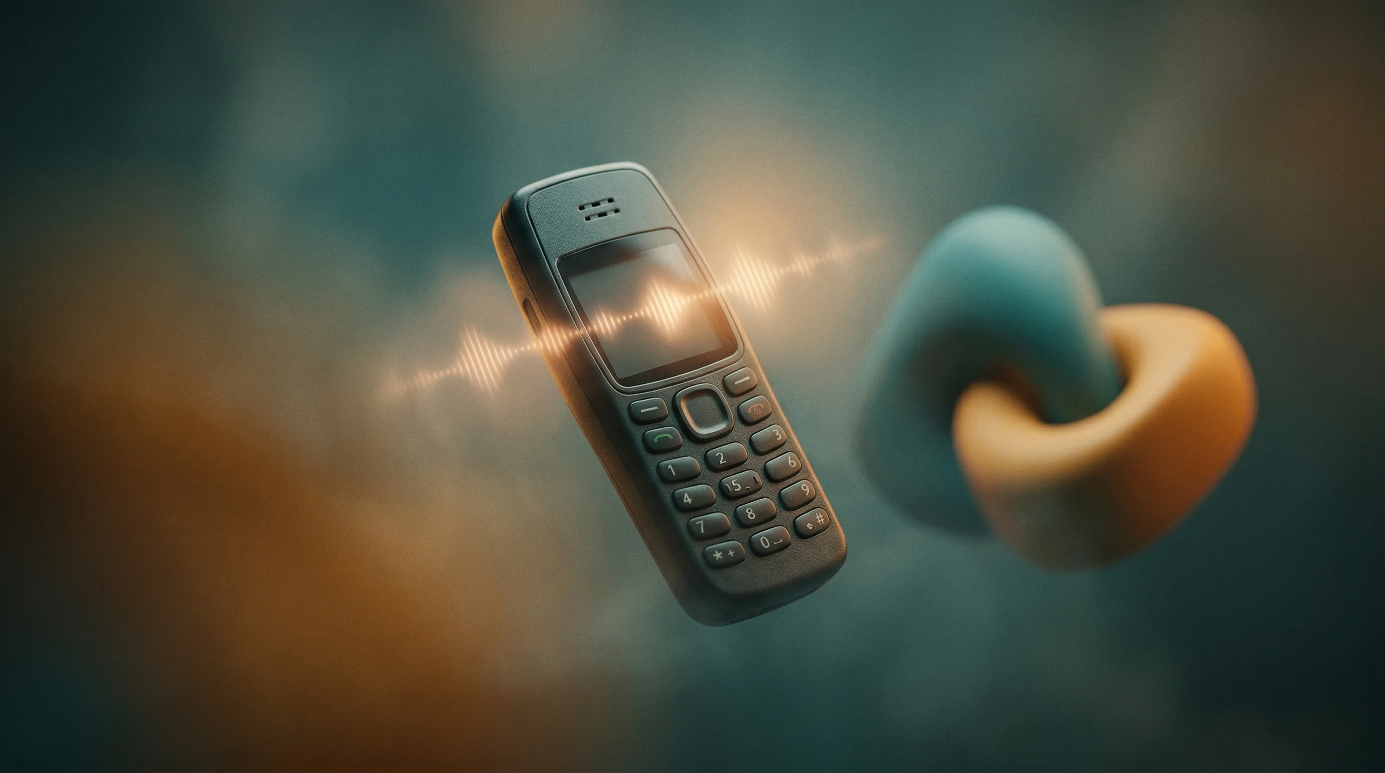 Digital illustration for article section "Partnerships That Signal Strategic Intent" in "Sarvam AI's Indus App Takes On ChatGPT With 105B Multilingual Model" - A minimalist, conceptual image featuring a classic mobile feature phone with a physical keypad as th...