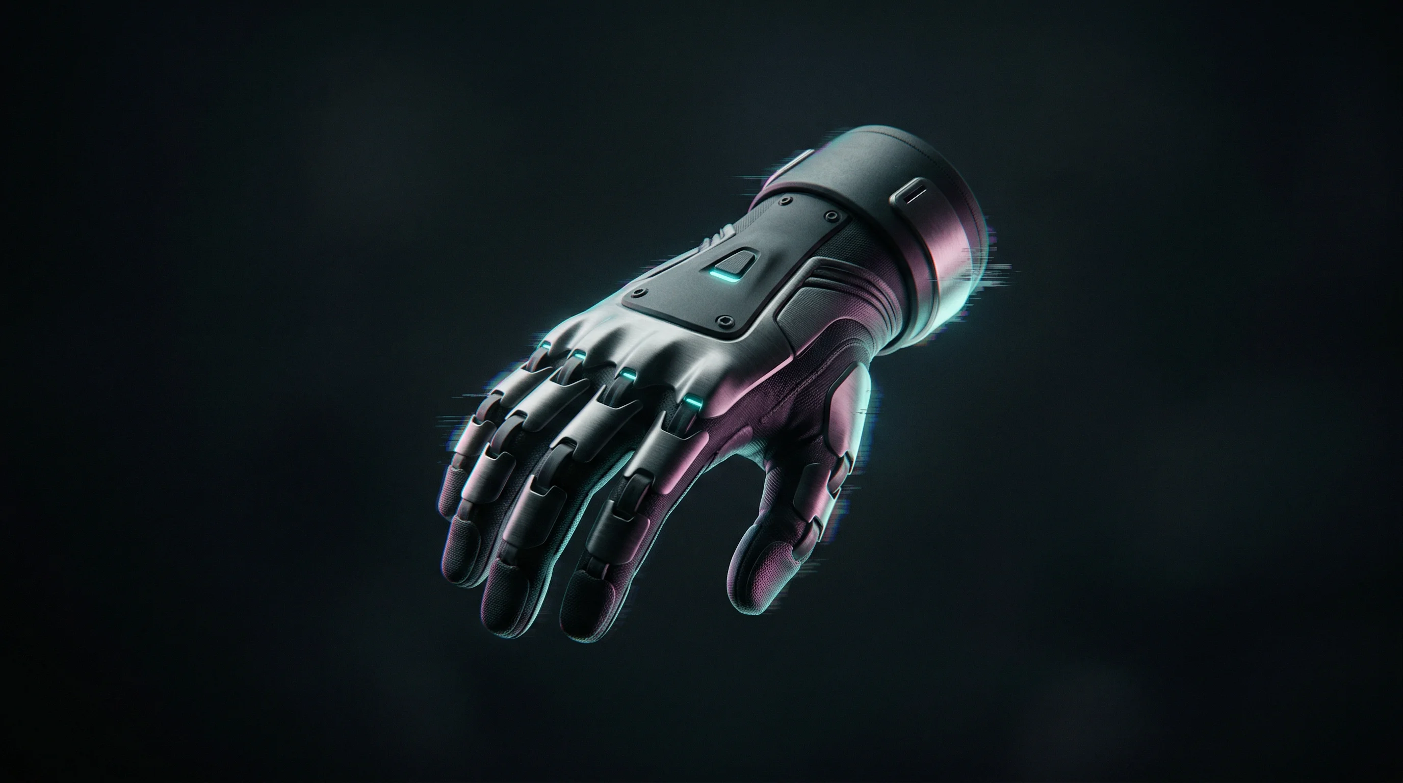 Digital illustration for article section "The Glove Gambit" in "Sunday Robotics Hits $1.15B Valuation on $165M Series B" - A sleek, modern robotic sensory glove suspended in mid-air against a clean, minimalist background, s...