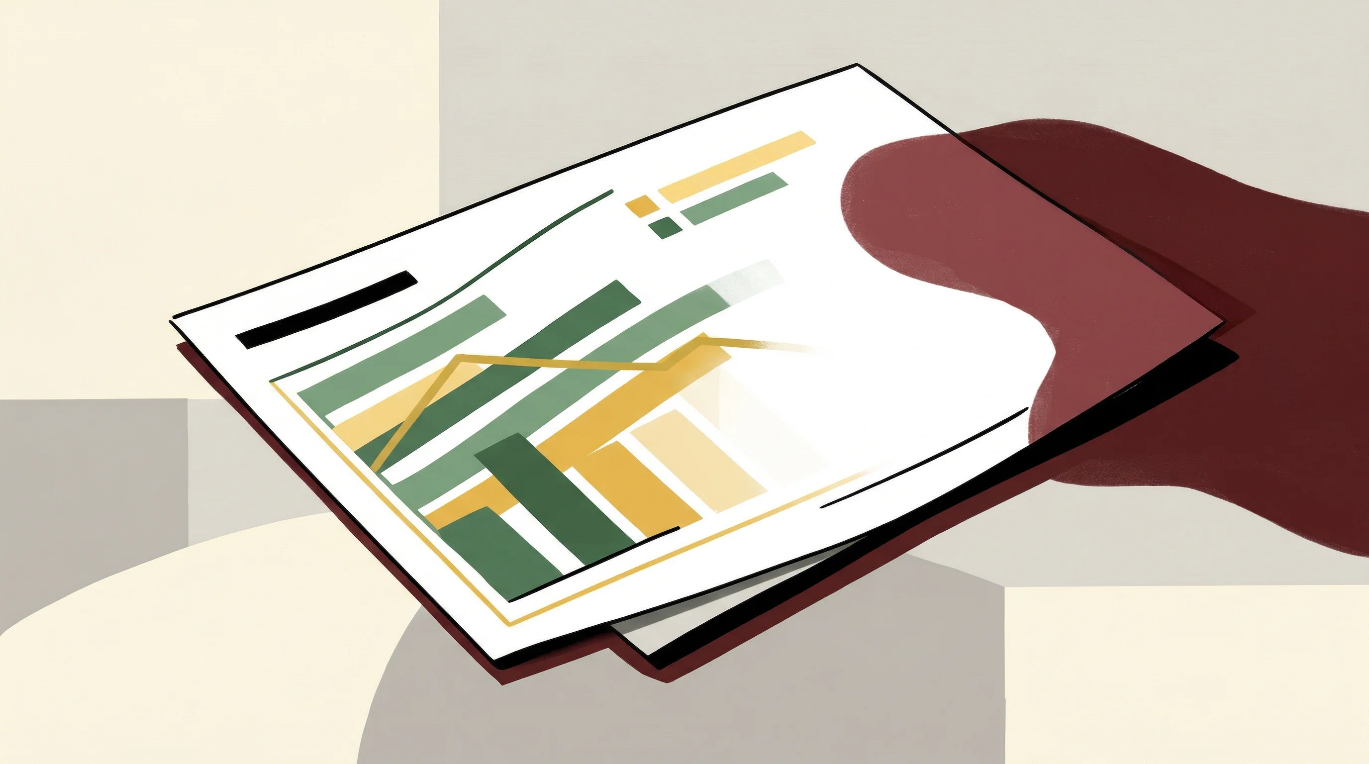 Digital illustration for article section "What the Numbers Don't Tell You" in "How Hippocratic AI's $50M Seed Launched a $3.5B Healthcare AI Giant" - A minimalist illustration of a stylized financial and medical chart resting on a clean, solid geomet...