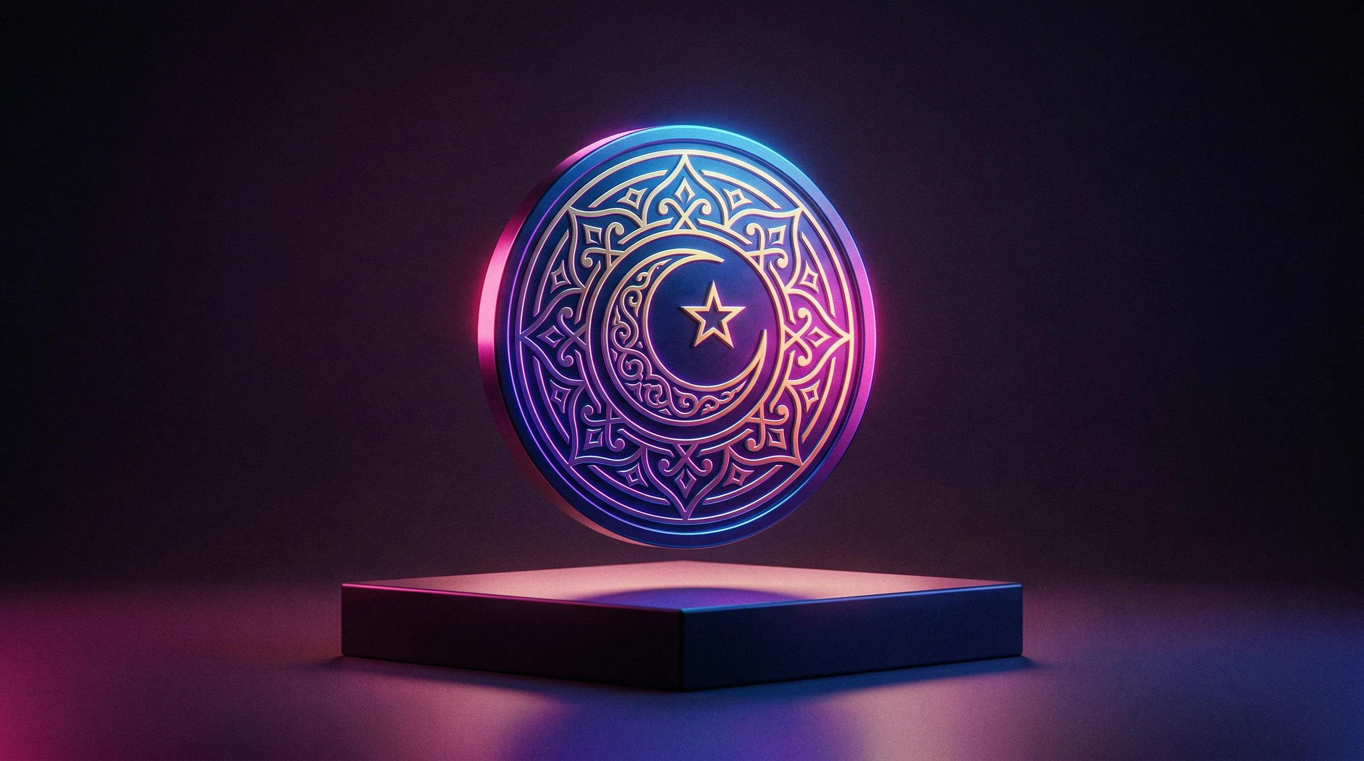 Digital illustration for article section "A $285 Billion Opportunity" in "Vault22 Preps Islamic Fintech Platform Hafiq for UAE Launch" - A clean, minimalist conceptual representation of the UAE's $285 billion Islamic finance sector, feat...