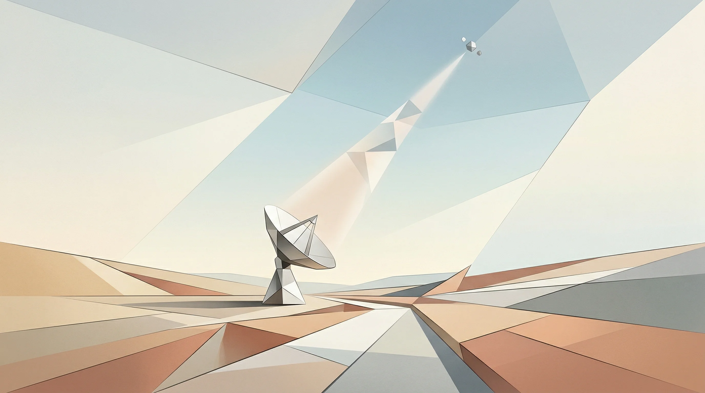 Digital illustration for article section "The Long Road Ahead" in "TerraSpark Raises €5M Pre-Seed for Space-Based Solar Power" - A conceptual and minimalist representation of the long road ahead for RF power beaming, featuring a ...