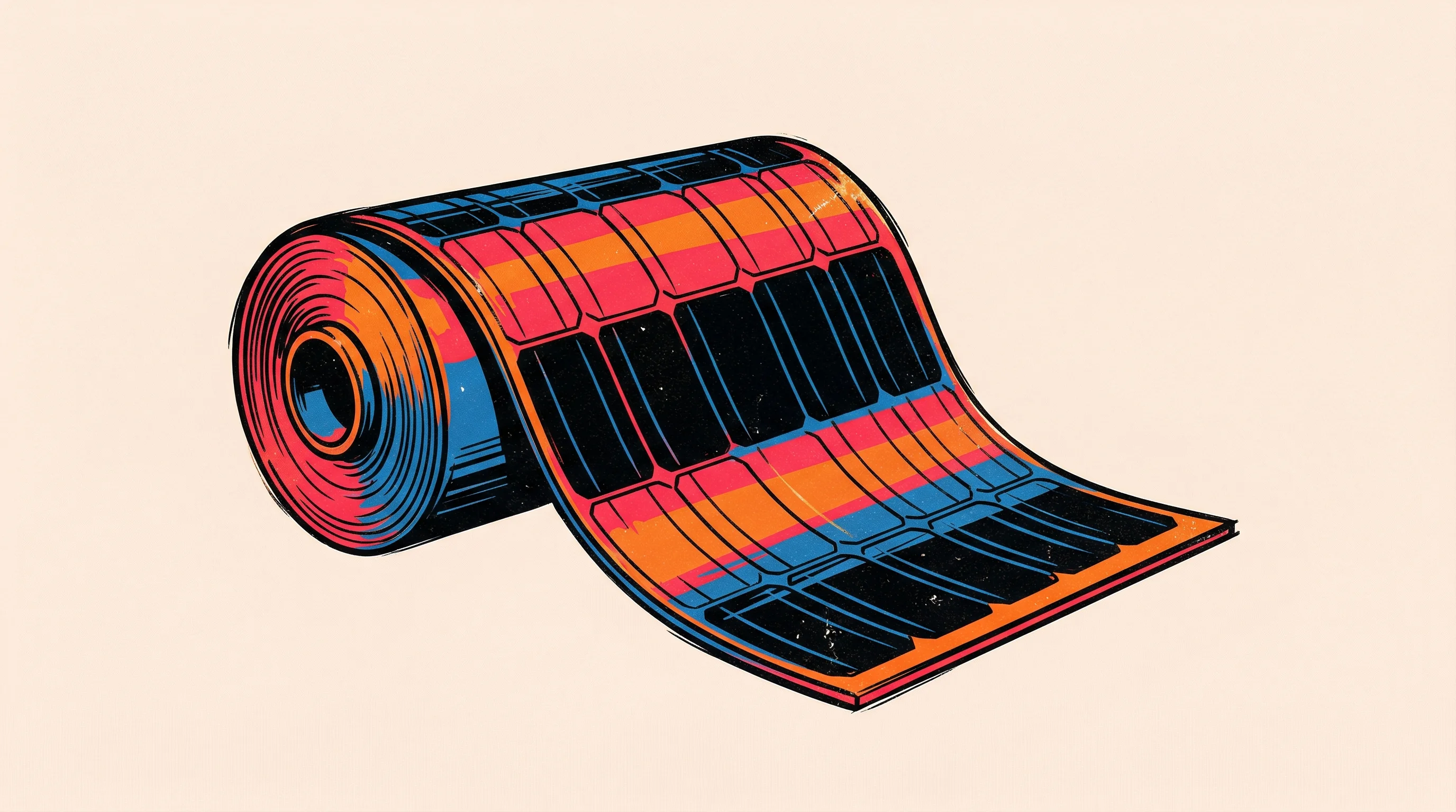Digital illustration for article section "Not Quite Alone" in "Peel-and-Stick Solar: MIT Spinout Races to Scale Perovskite Panels" - A conceptual, minimalist illustration focusing on a sleek, ultra-thin flexible solar panel gently cu...