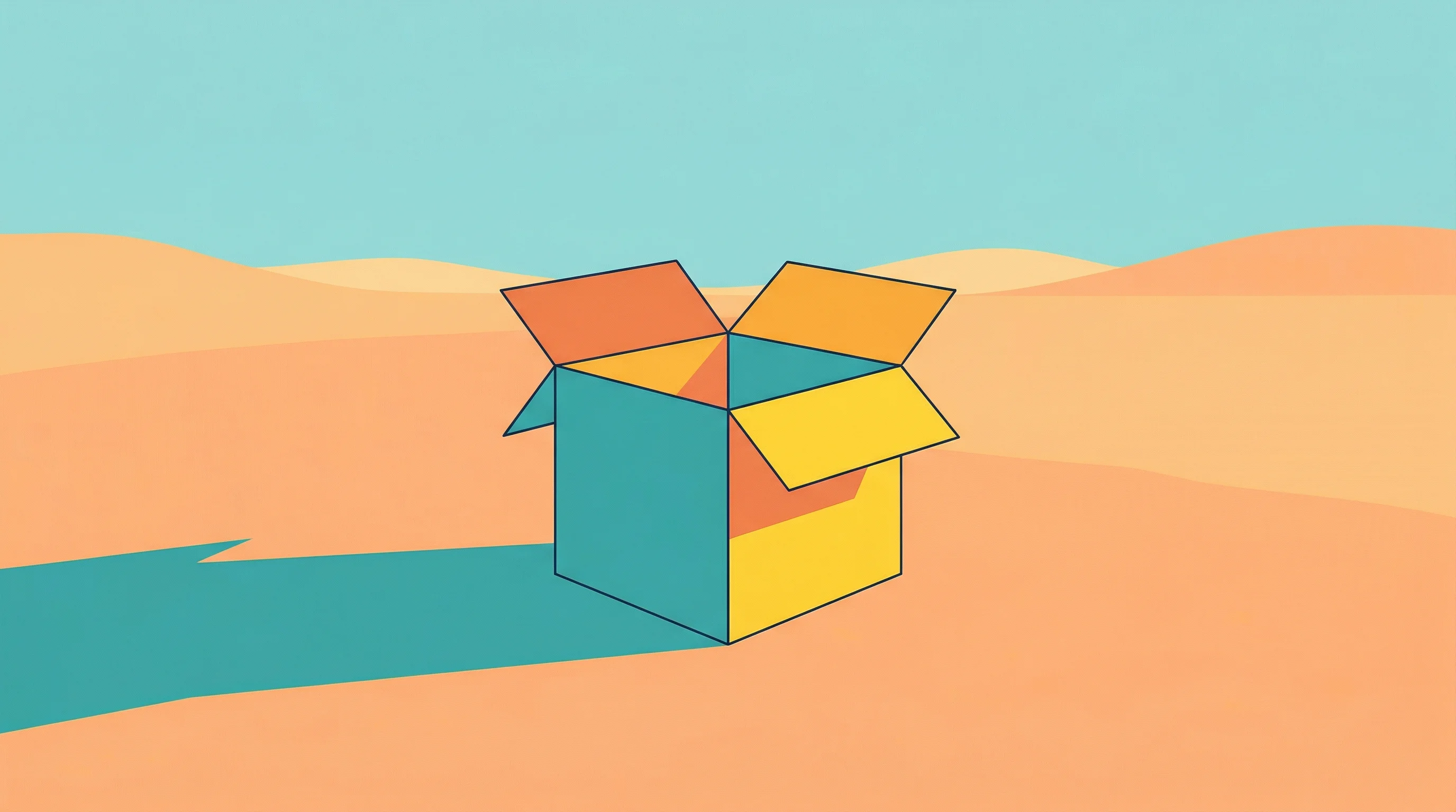 Digital illustration for article section "No Company, No Funding, No License Keys" in "Solo Developer Launches MiniStack as Free LocalStack Alternative" - A minimalist, conceptual illustration of a single, open geometric box—representing an independent, o...