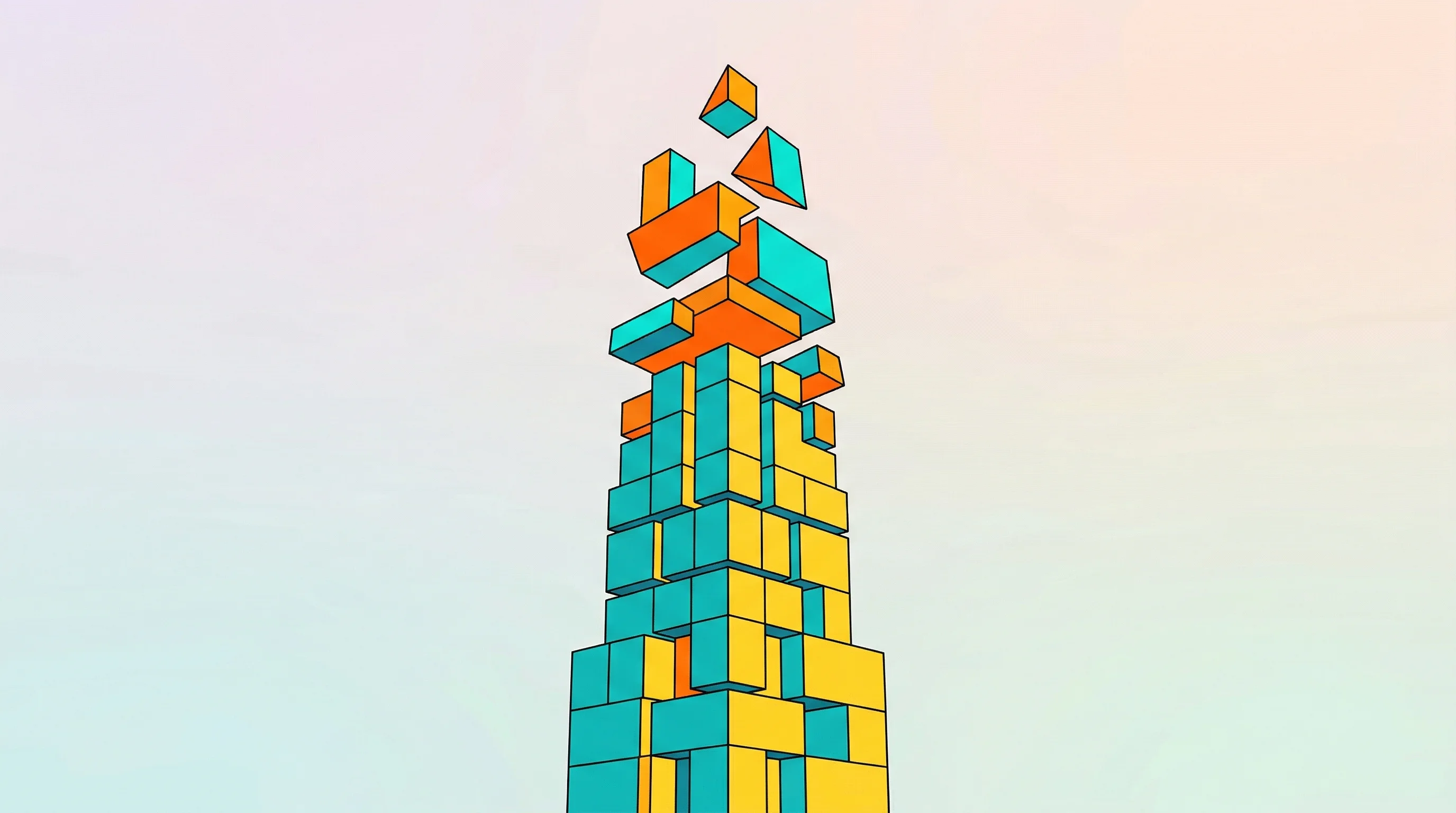 Digital illustration for article section "The Founders Know Scale. And Chaos." in "Bachatt Raises $12M Series A Led by Accel for Daily Savings Platform" - A conceptual, retro-futuristic illustration representing the balance between rigorous corporate scal...