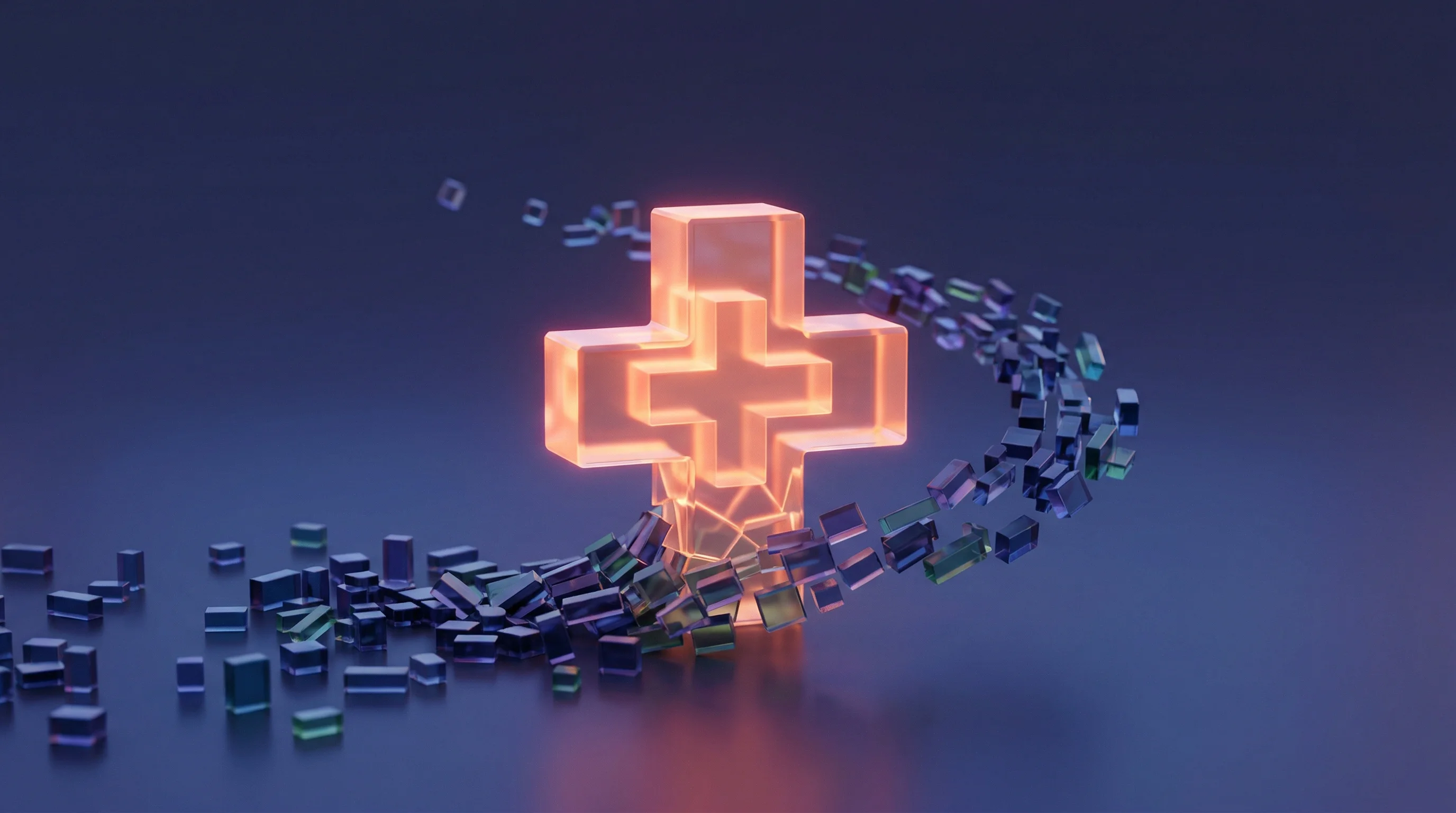 Digital illustration for article section "The Platform Gamble" in "Avo Raises $10M Series A to Transform EHRs into AI Clinical Copilots" - A minimalist, conceptual 3D illustration representing healthcare IT consolidation, featuring a singl...