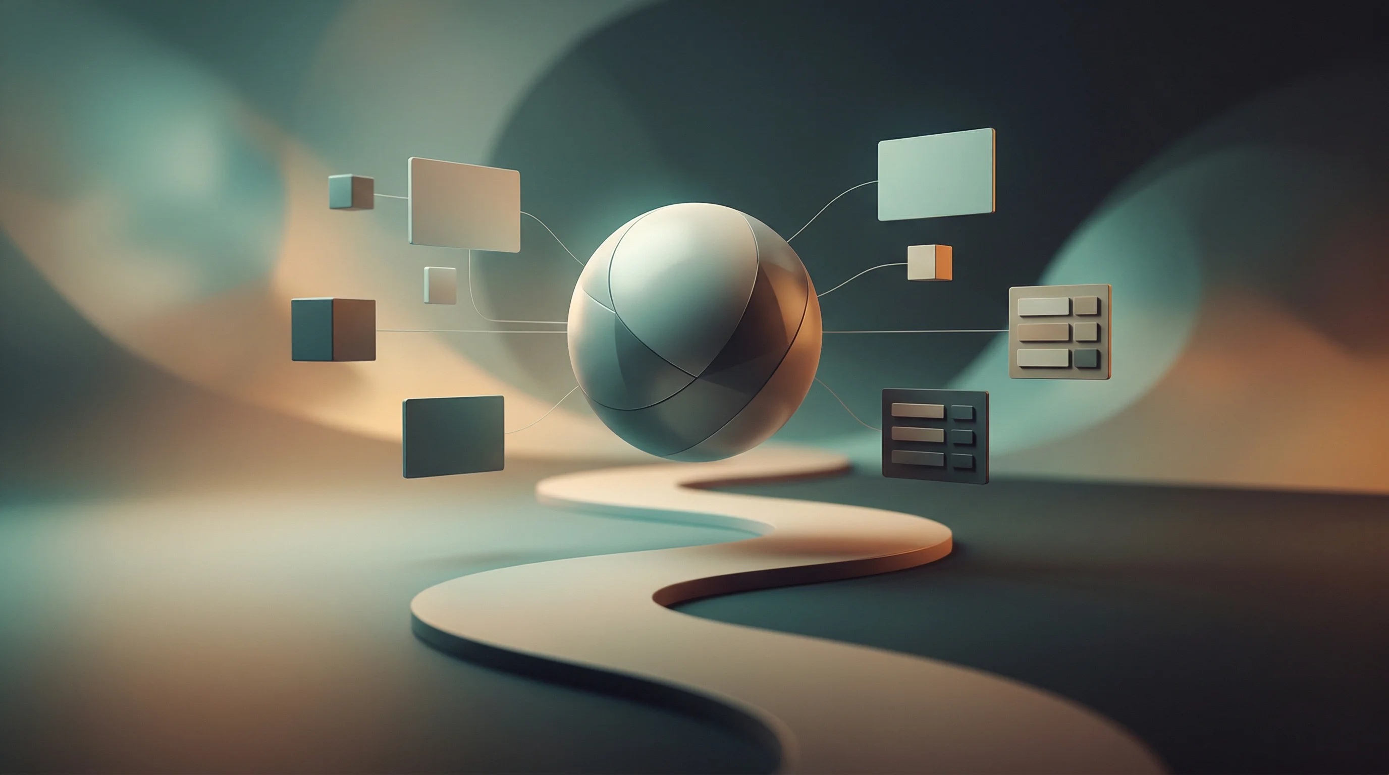 Digital illustration for article section "AI Agents and the Usual Roadmap" in "Covalo Raises €3.5M to Build Data Backbone for Beauty Industry" - A minimalist and conceptual visual representation of industry-specific AI agents navigating an enter...