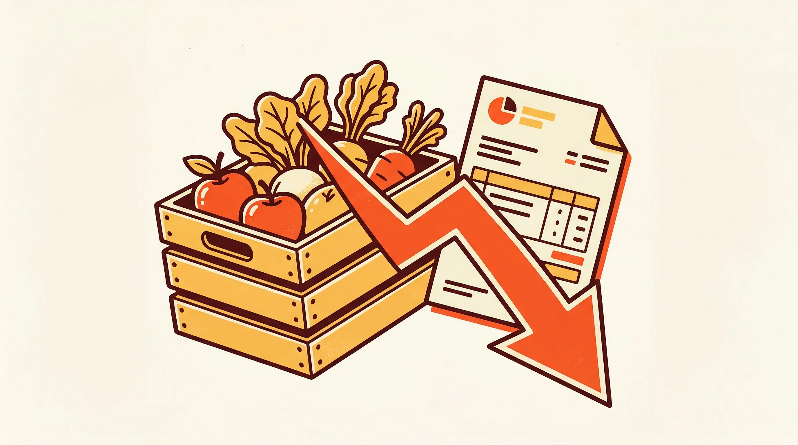 Digital illustration for article section "Content Section 2" in "Paraglide AI Raises $5M to Automate Accounts Receivable with Agents" - A clean, minimal, and conceptual illustration representing a streamlined food supply chain and accel...