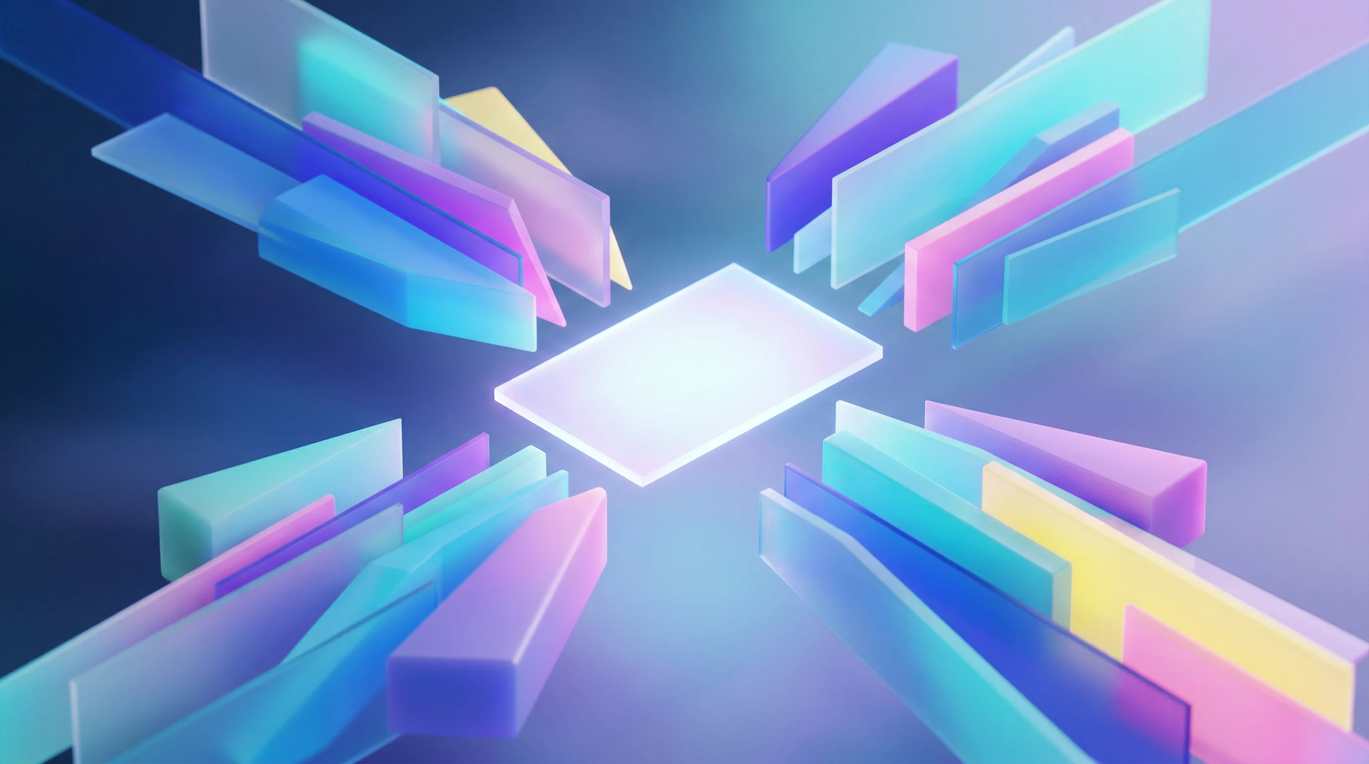 Digital illustration for article section "Crowded Territory, Different Angles" in "Noon Emerges from Stealth with $44M for Dual-Canvas Design Tool" - A clean, minimalist conceptual representation of a crowded competitive landscape, featuring several ...