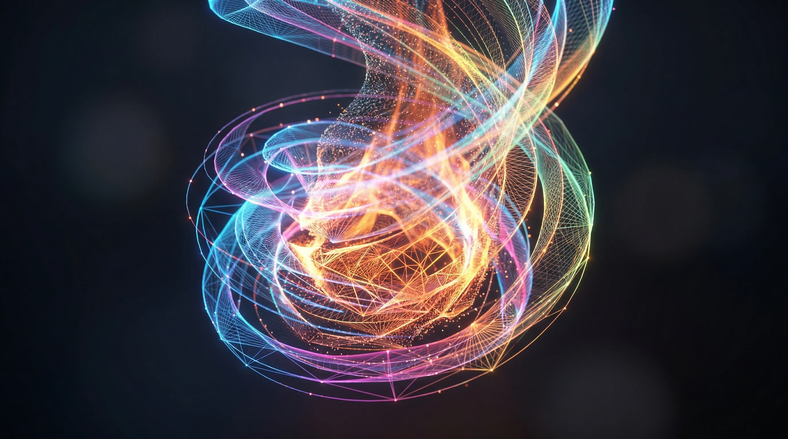 Digital illustration for article section "How Iron Burns" in "RIFT Raises $132M to Decarbonize Industry with Iron Fuel Technology" - A striking, conceptual macro visualization of iron powder combusting into intense high-temperature h...