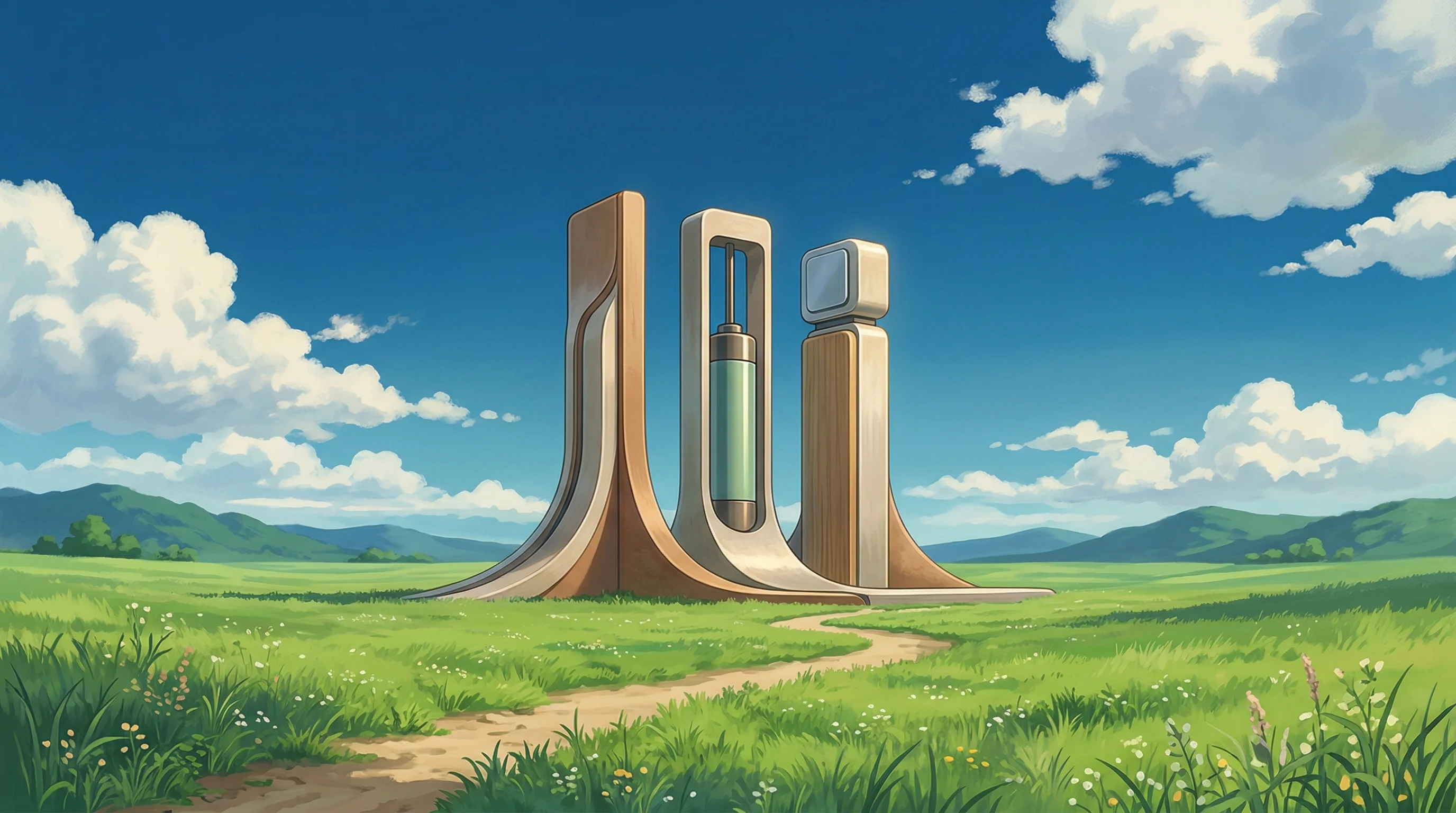 Digital illustration for article section "What the Software Actually Does" in "Soma Energy Raises $7M to Tackle Data Center Power Crunch with AI" - A serene, conceptual illustration representing a three-part intelligent energy software platform, fe...