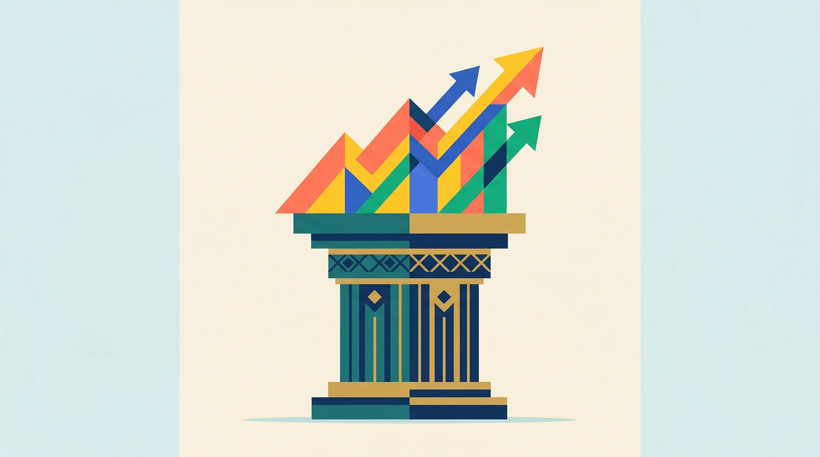 Digital illustration for article section "Building Boring Infrastructure for a Hot Market" in "Coinbase Acquires Clearing Company in Prediction Markets Push" - A clean, minimalist conceptual illustration of a strong, simple architectural pillar serving as a so...