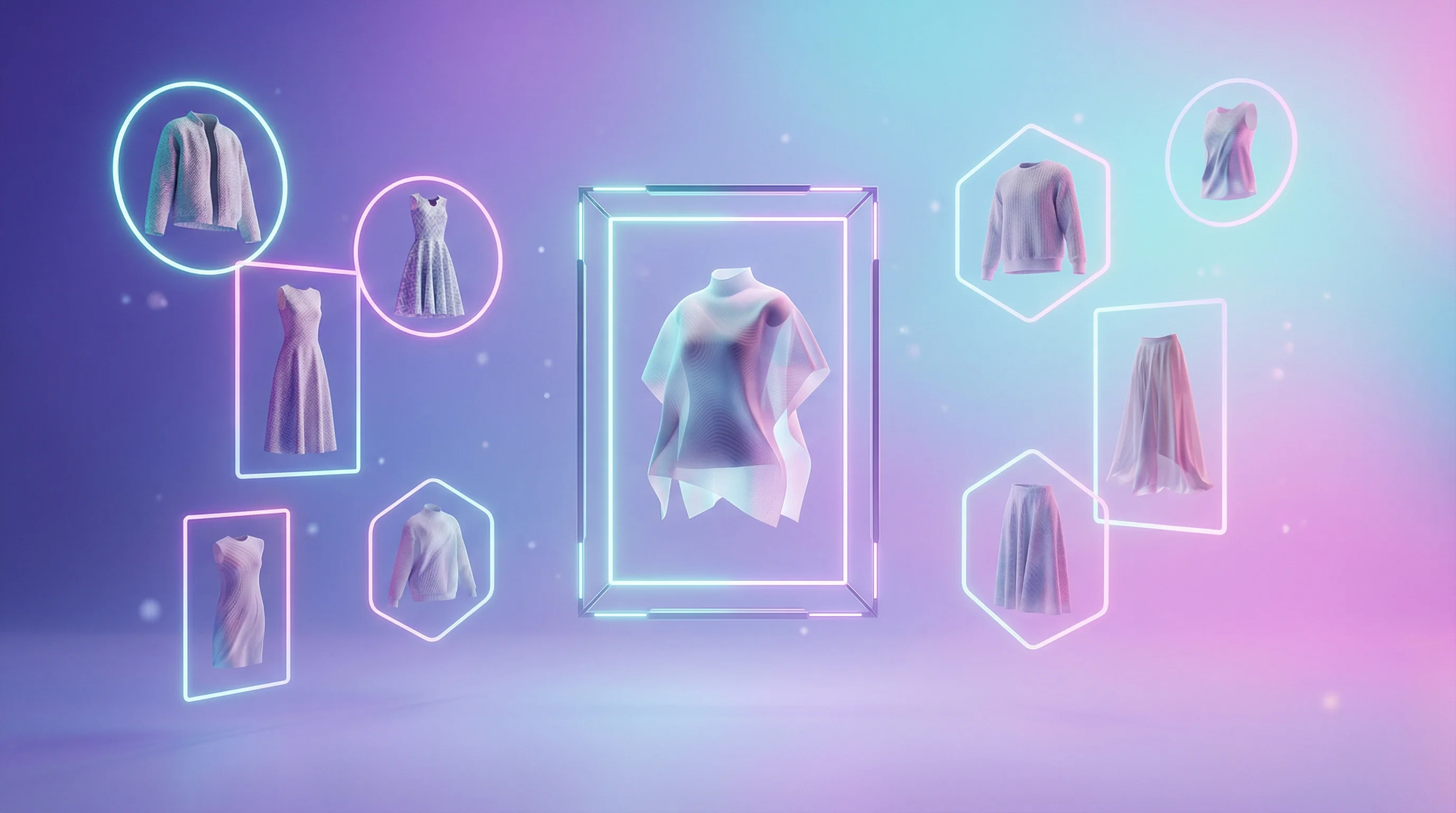 Digital illustration for article section "The Harder Problem" in "Reflektme Brings 'Social Proof Mirrors' to Shopify Merchants" - A minimalist, dreamlike conceptual composition representing personalized e-commerce and dynamic user...