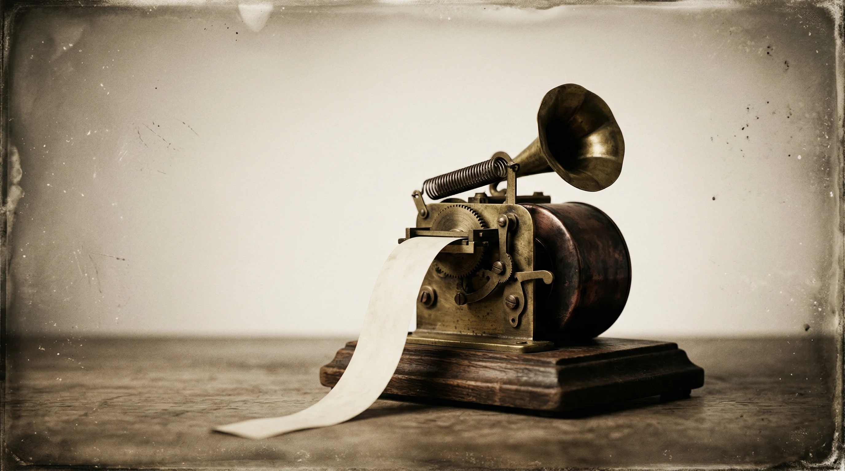 Digital illustration for article section "The Aggregators Aggregate the Aggregator" in "Solo Developer's Blog Discovery Platform Tops Hacker News" - A conceptual, minimalist still-life photograph featuring a solitary, antique brass recording device ...