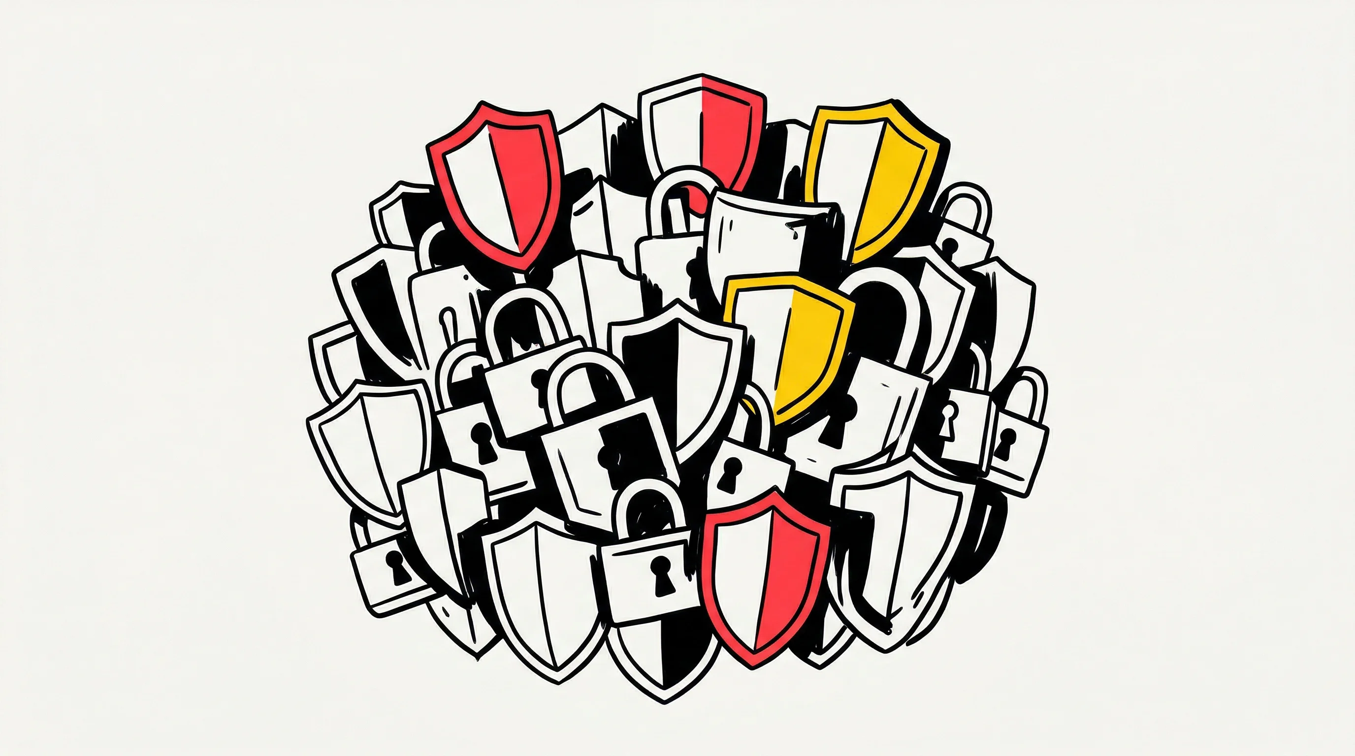 Digital illustration for article section "The Competition Is Getting Thick" in "YC-Backed Hex Security Launches 24/7 AI Pentesting Platform" - A minimalist, hand-drawn illustration depicting the concept of intense competition in the AI securit...