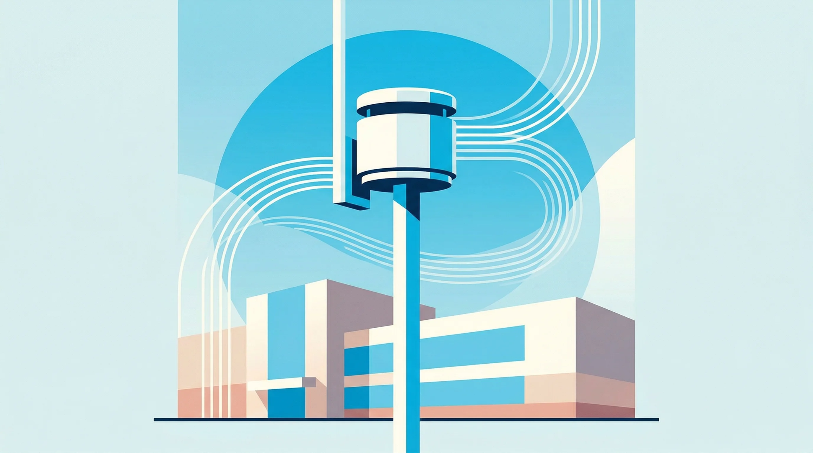 Digital illustration for article section "What Deployment Actually Looks Like" in "$400M+ in Non-Dilutive Climate-Health Grants Founders Should Know" - A single, sleek outdoor air quality sensor mounted on a minimalist pole stands as the strong focal p...