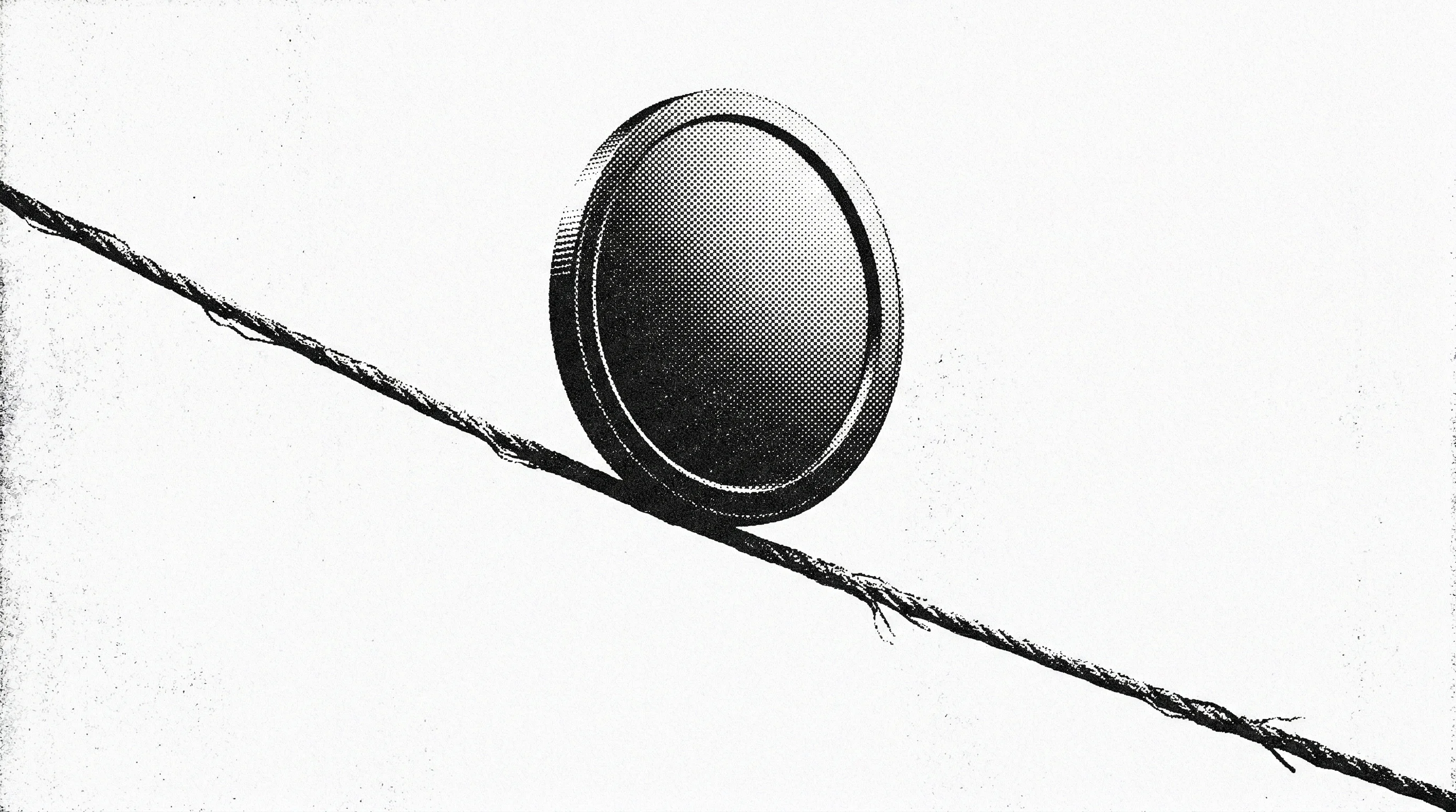 Digital illustration for article section "The Regulatory Tightrope" in "GoSats Raises $5M Series A to Scale Bitcoin Rewards Platform" - A conceptual, minimalist illustration of a single, oversized abstract digital coin balancing precari...
