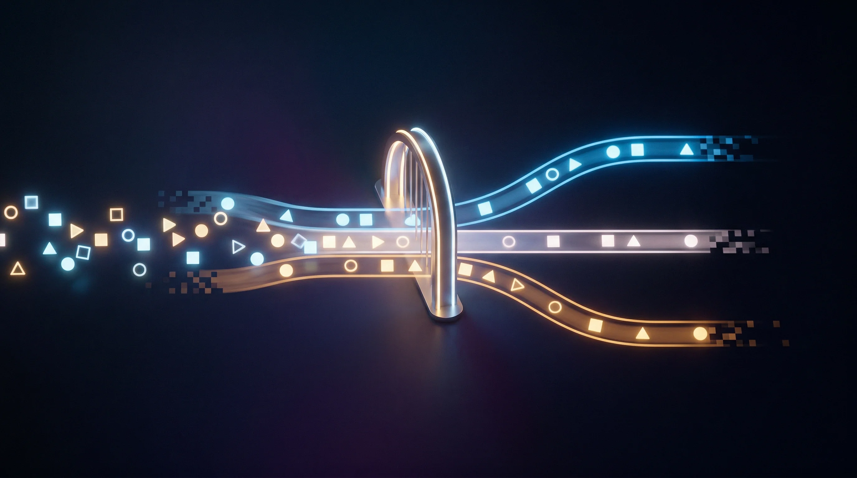 Digital illustration for article section "The Fairness Problem" in "sllm Launches GPU-Sharing Platform with 'Unlimited' AI Tokens" - A minimalist, abstract conceptual representation of a priority queue and rate limiting, featuring a ...